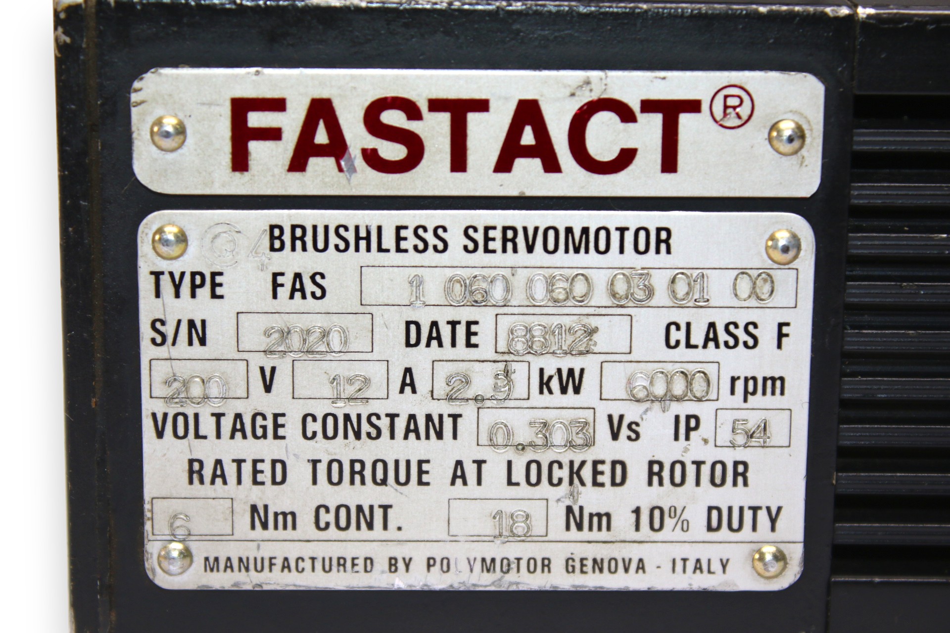 FASTACT 1 060 060 03 01 00 BRUSHLESS SERVOMOTOR - Image 2