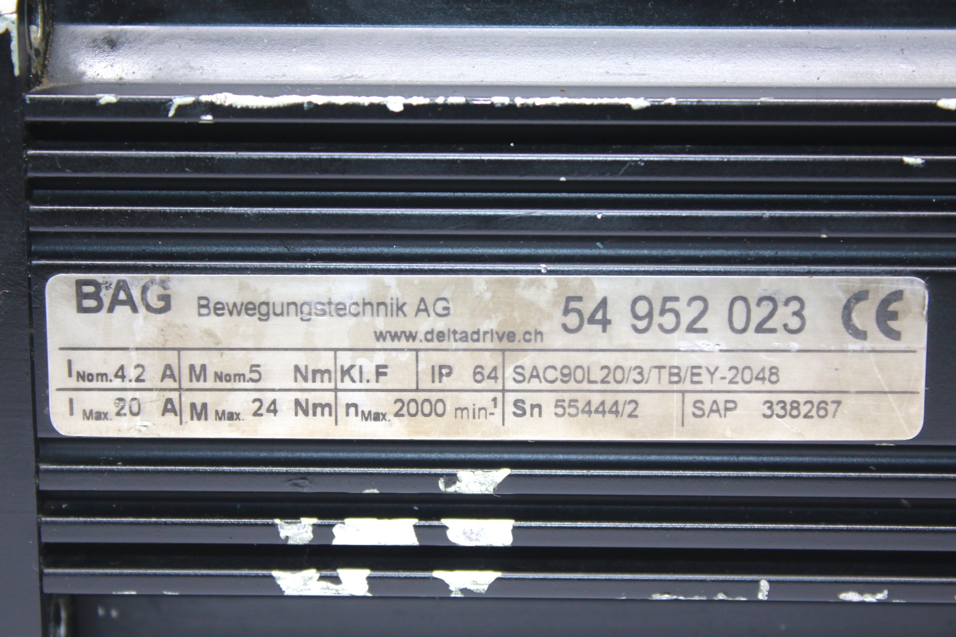 DELTA SAC90L20/3/TB/EY-2048 SERVO MOTOR
