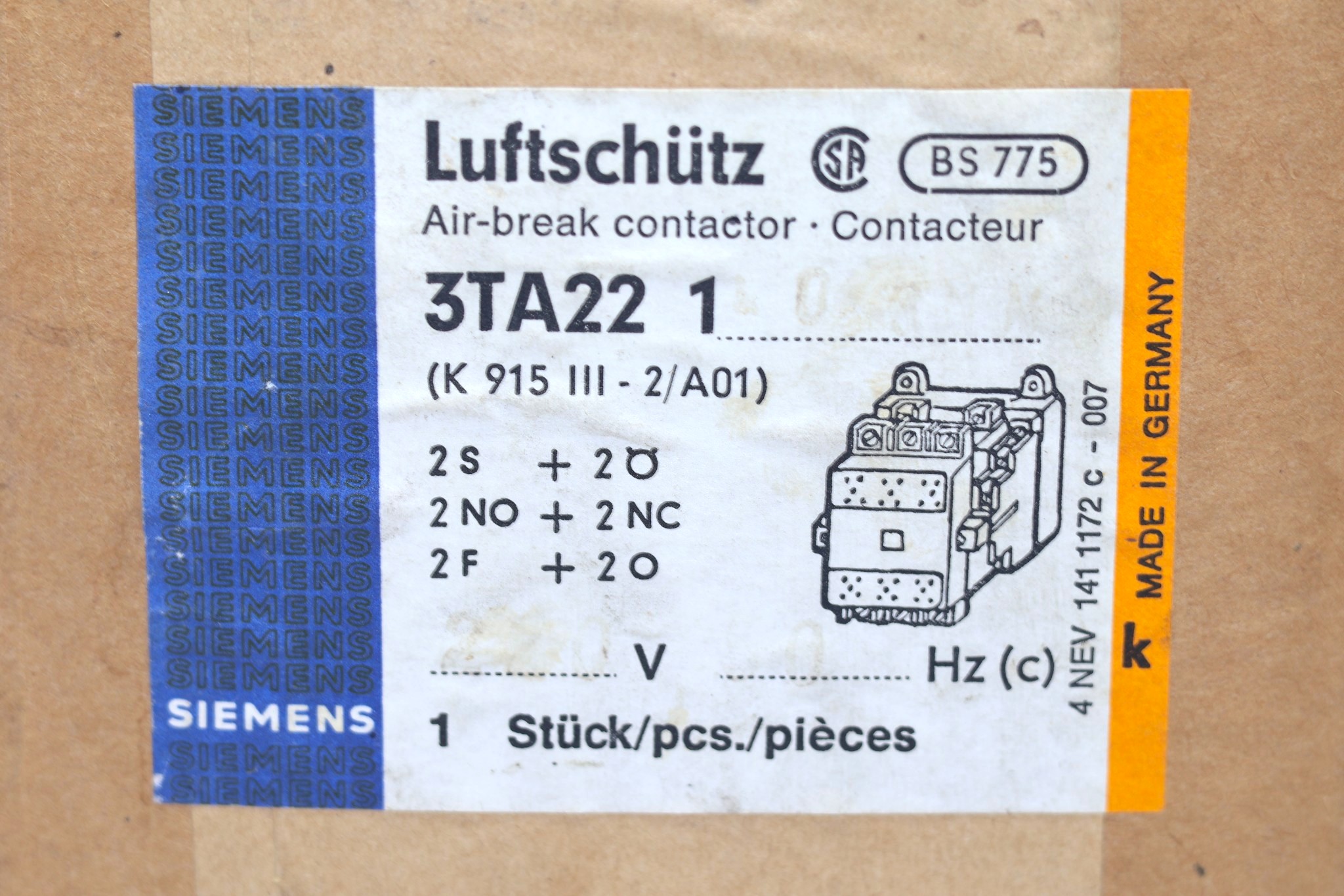 SIEMENS 3TA2210-3N CONTACTOR - Image 2