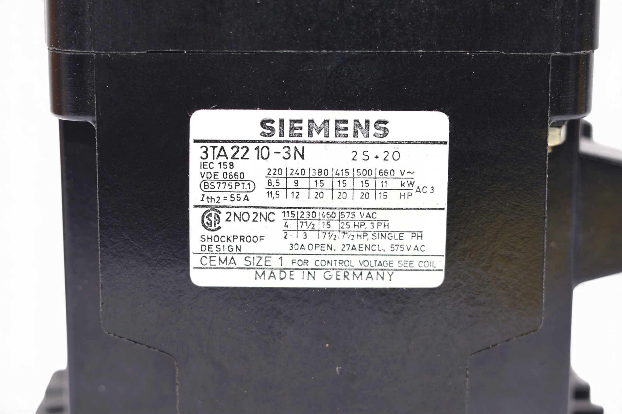 SIEMENS 3TA2210-3N CONTACTOR - Image 3