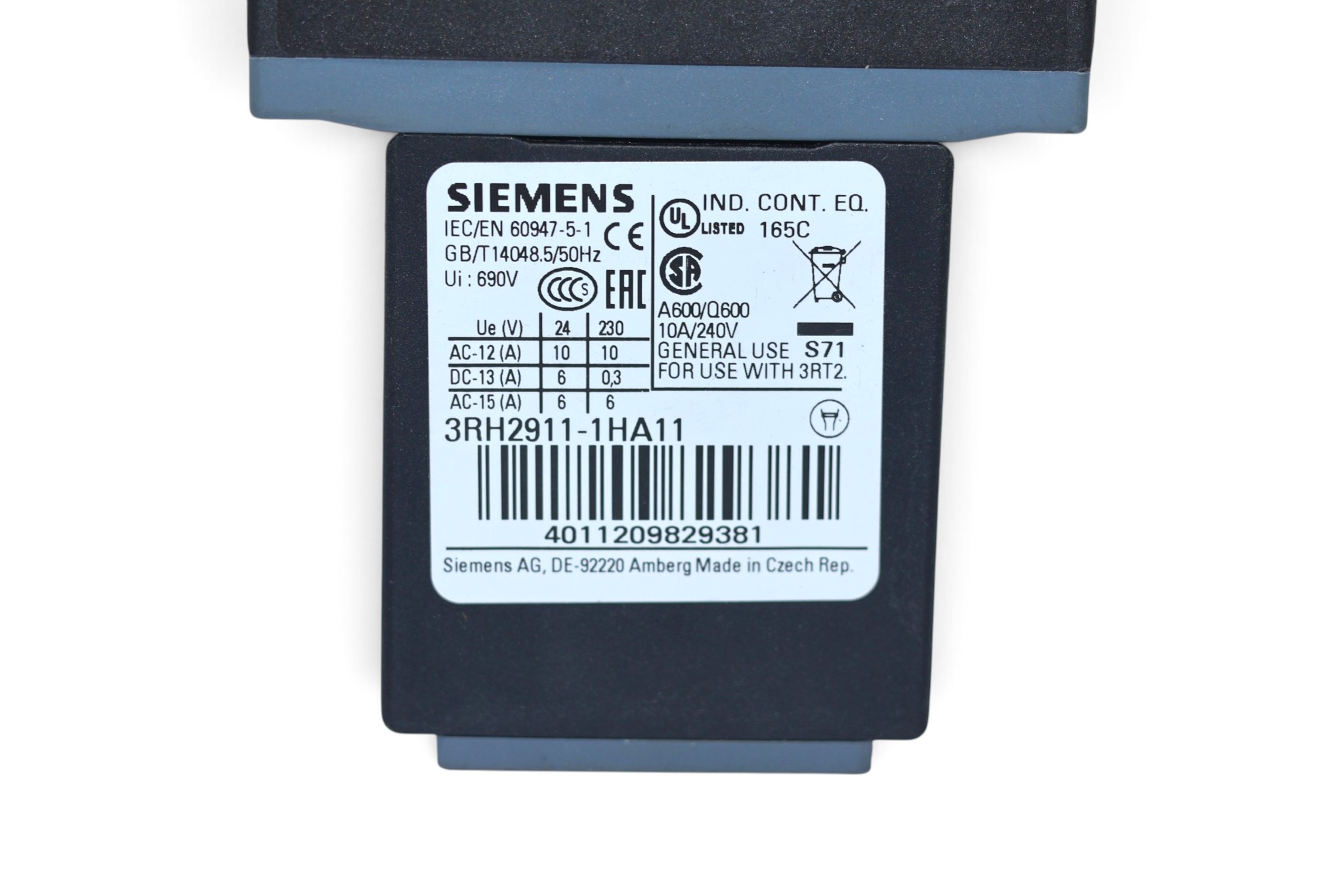 SIEMENS 3RT2026-1AB04 POWER CONTACTOR (11 Kw) - Image 3