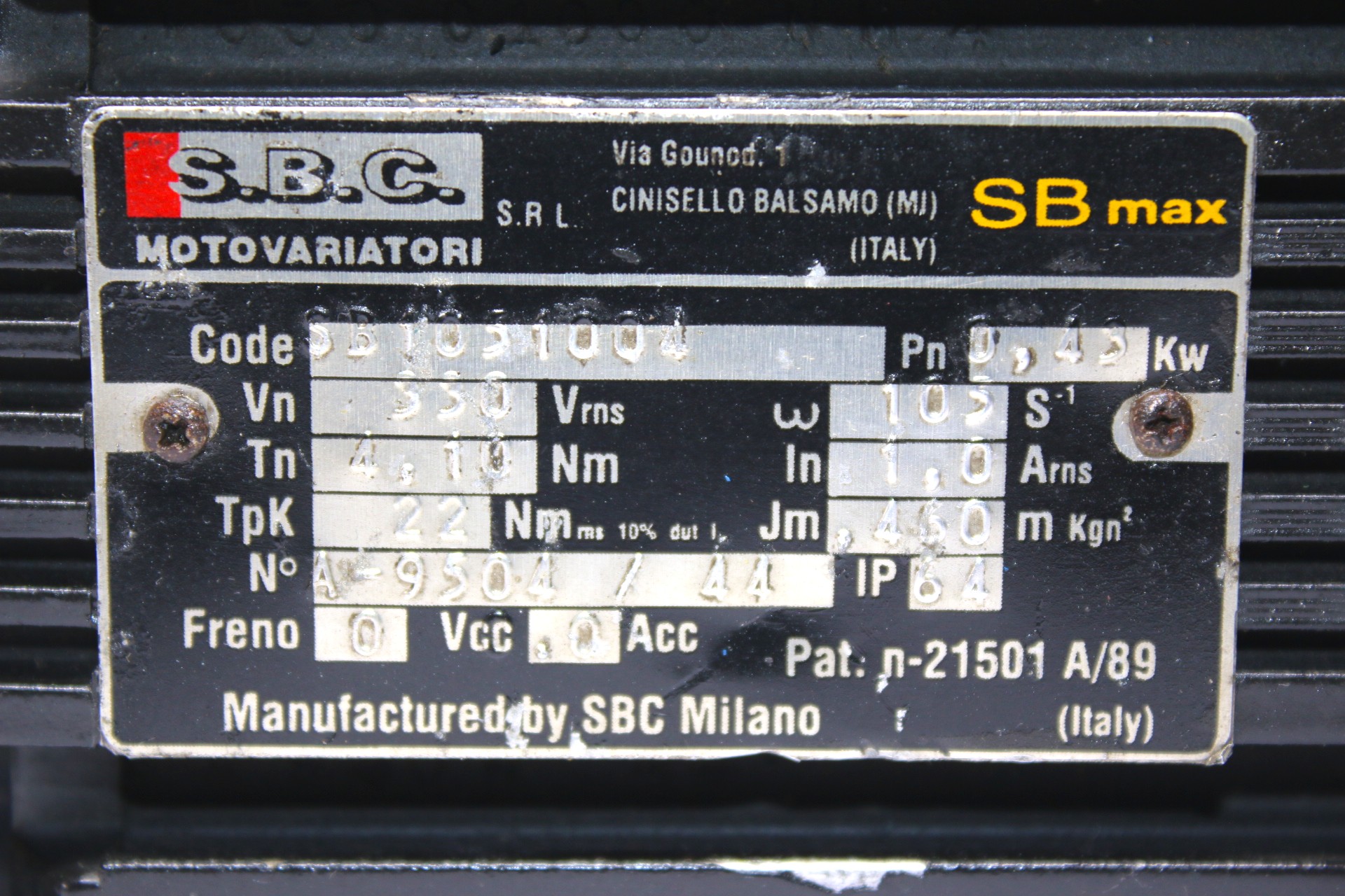 S.B.C SB1051004 SERVO MOTOR - Image 2