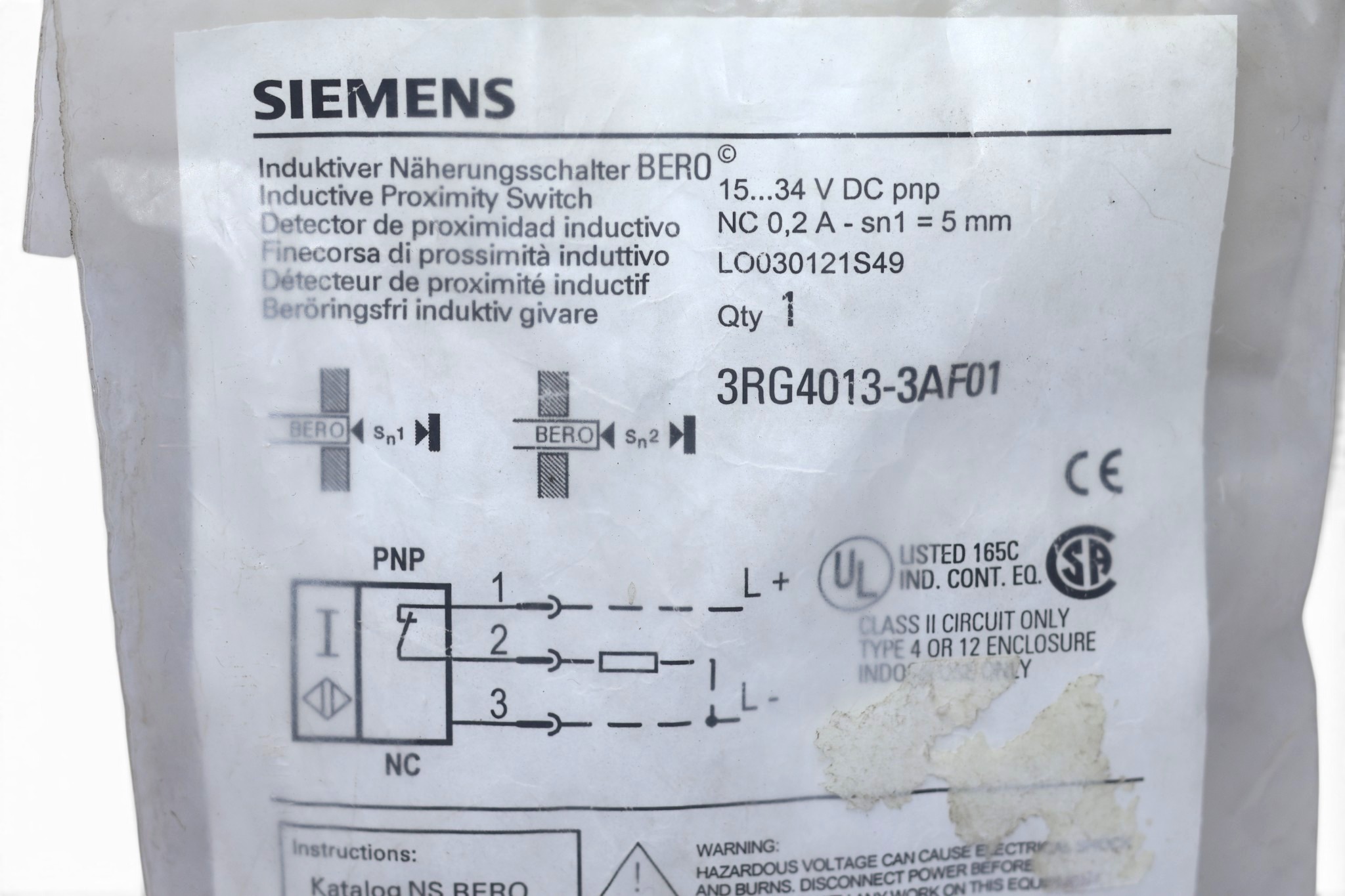 SIEMENS 3RG4013-3AF01 INDUCTIVE PROXIMITY SWITCH - Image 2