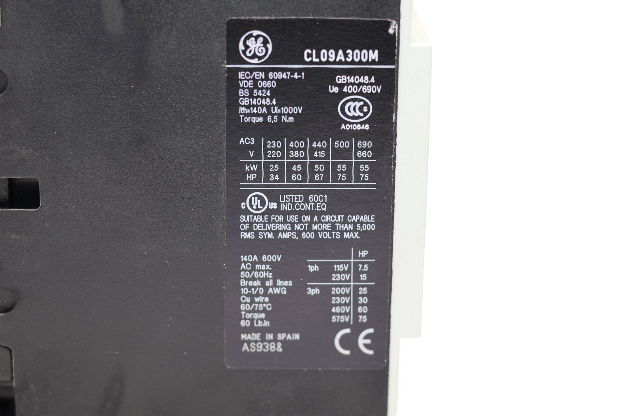 GENERAL ELECTRIC CL09A300MU CONTACTOR - Image 3
