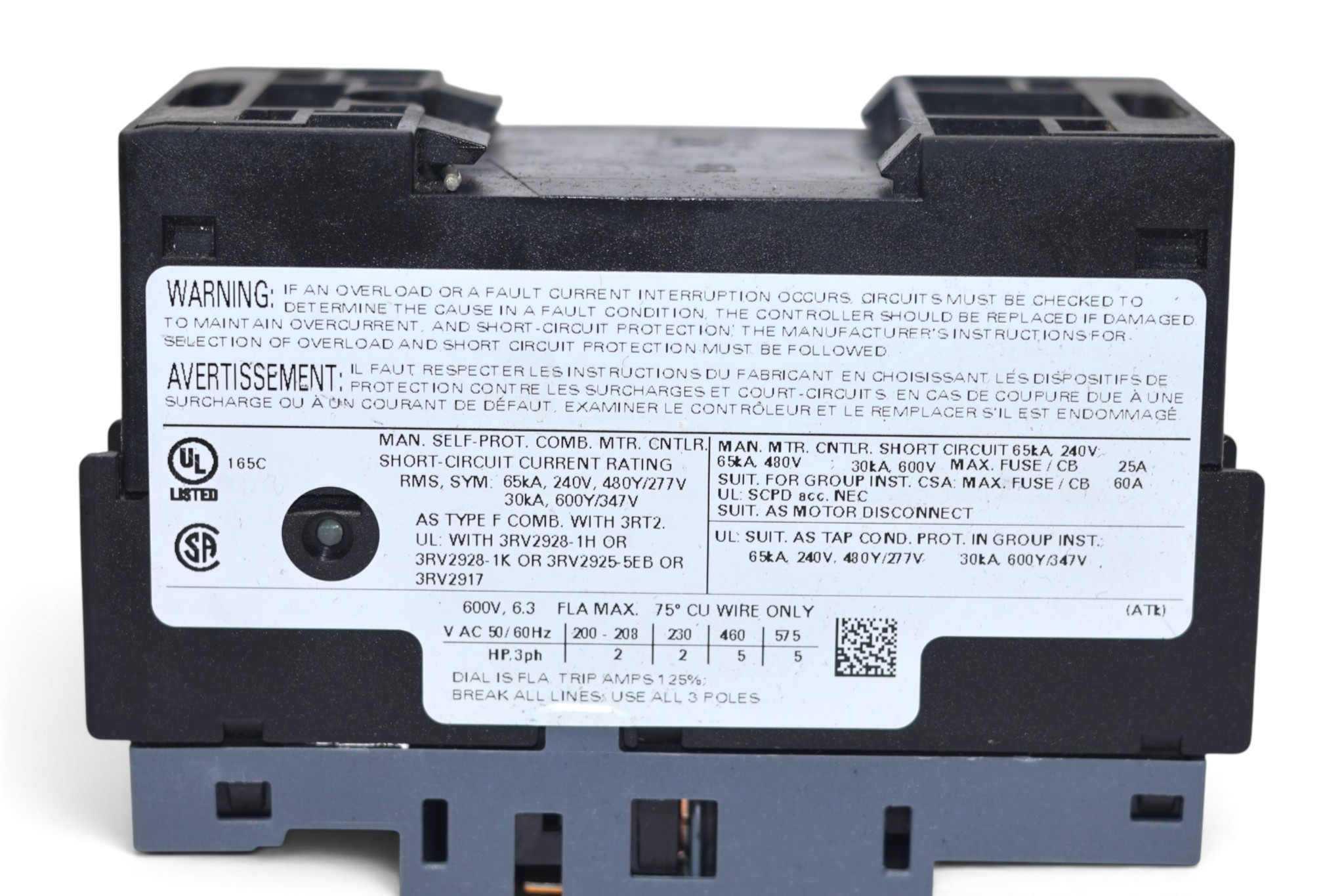 SIEMENS 3RV2011-1GA10 CIRCUIT BREAKER - Image 3