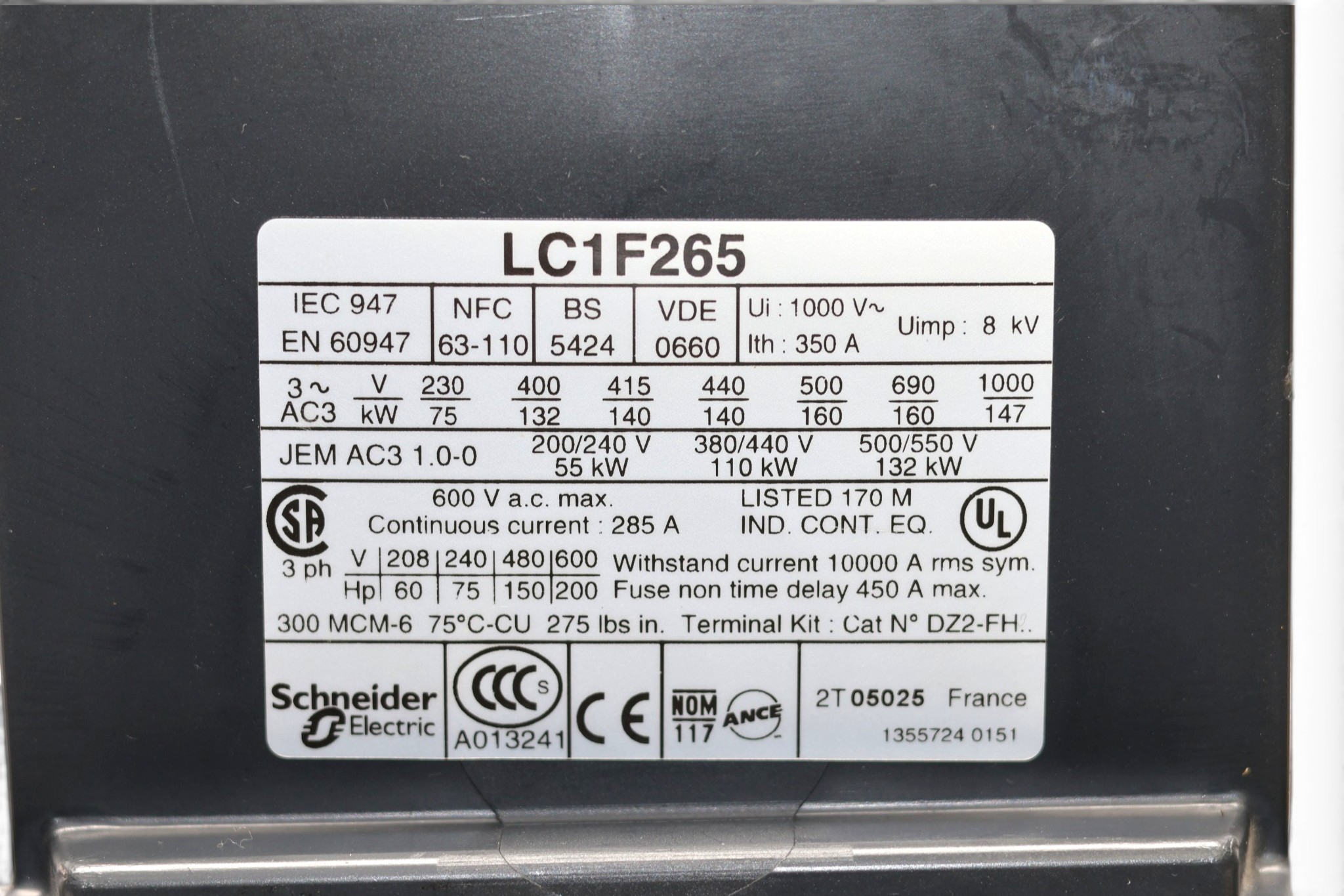 SCHNEIDER LC1F265 CONTACTOR - Image 2