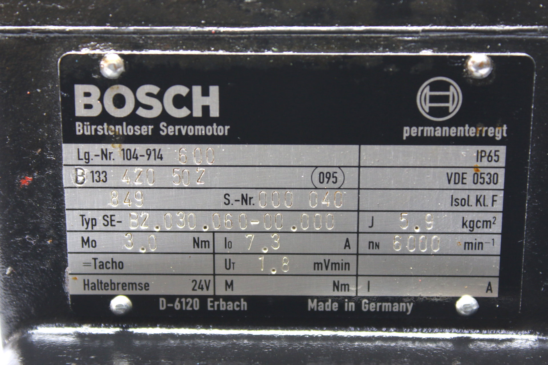 BOSCH SE-B2.030.060-00.000 BRUSHLESS SERVOMOTOR - Image 2