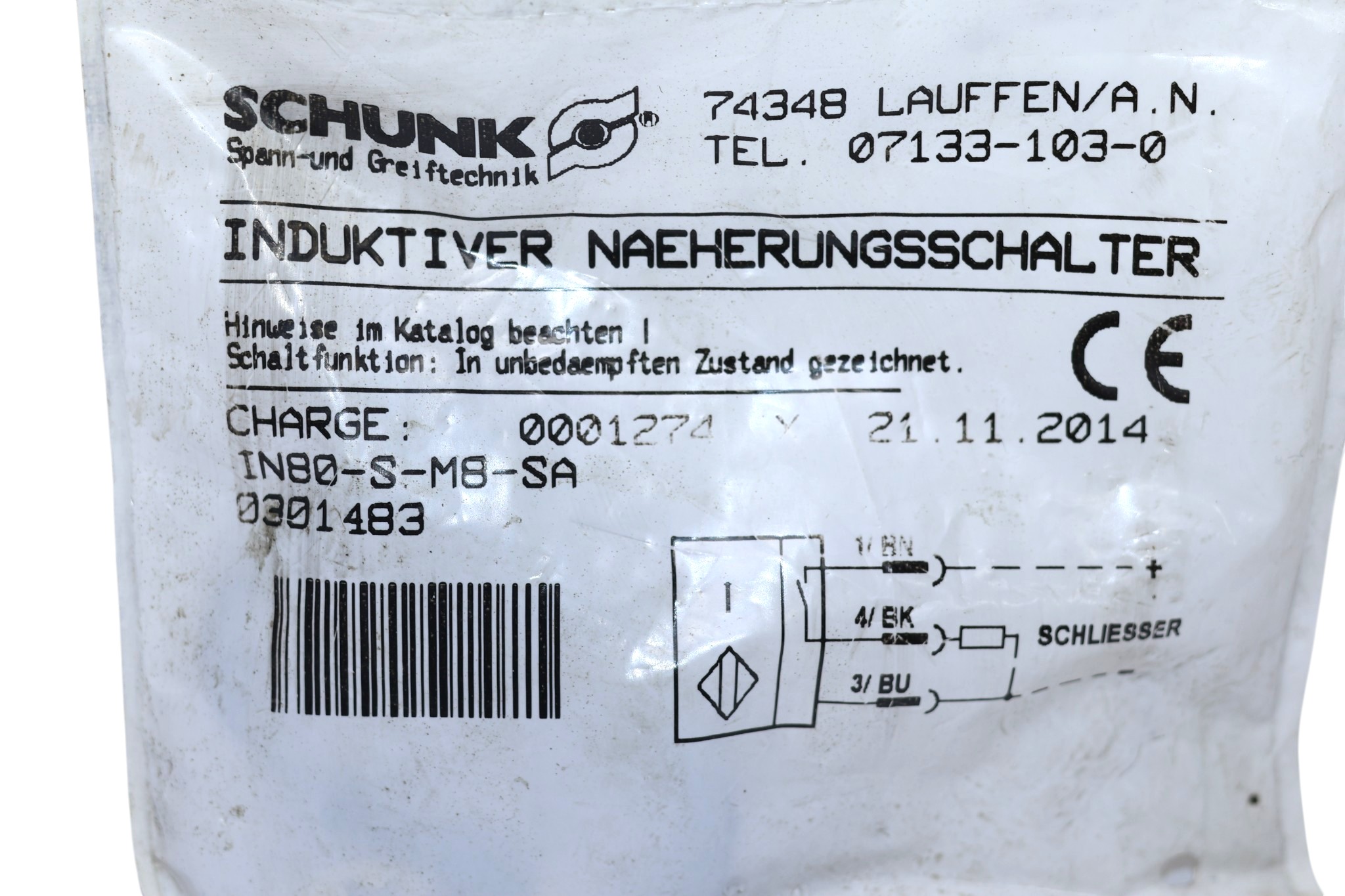 SCHUNK IN 80-S-M8-SA PROGRAMMABLE MAGNETIC SWITCH 030148 - Image 2