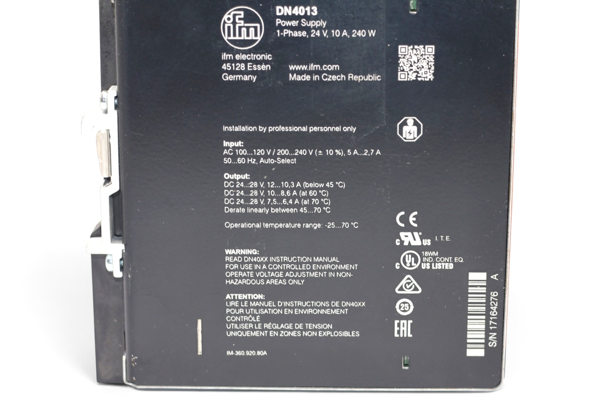 IFM DN4033 POWER SUPPLY PSU-3AC/24VDC-10A (10A ) - Image 2