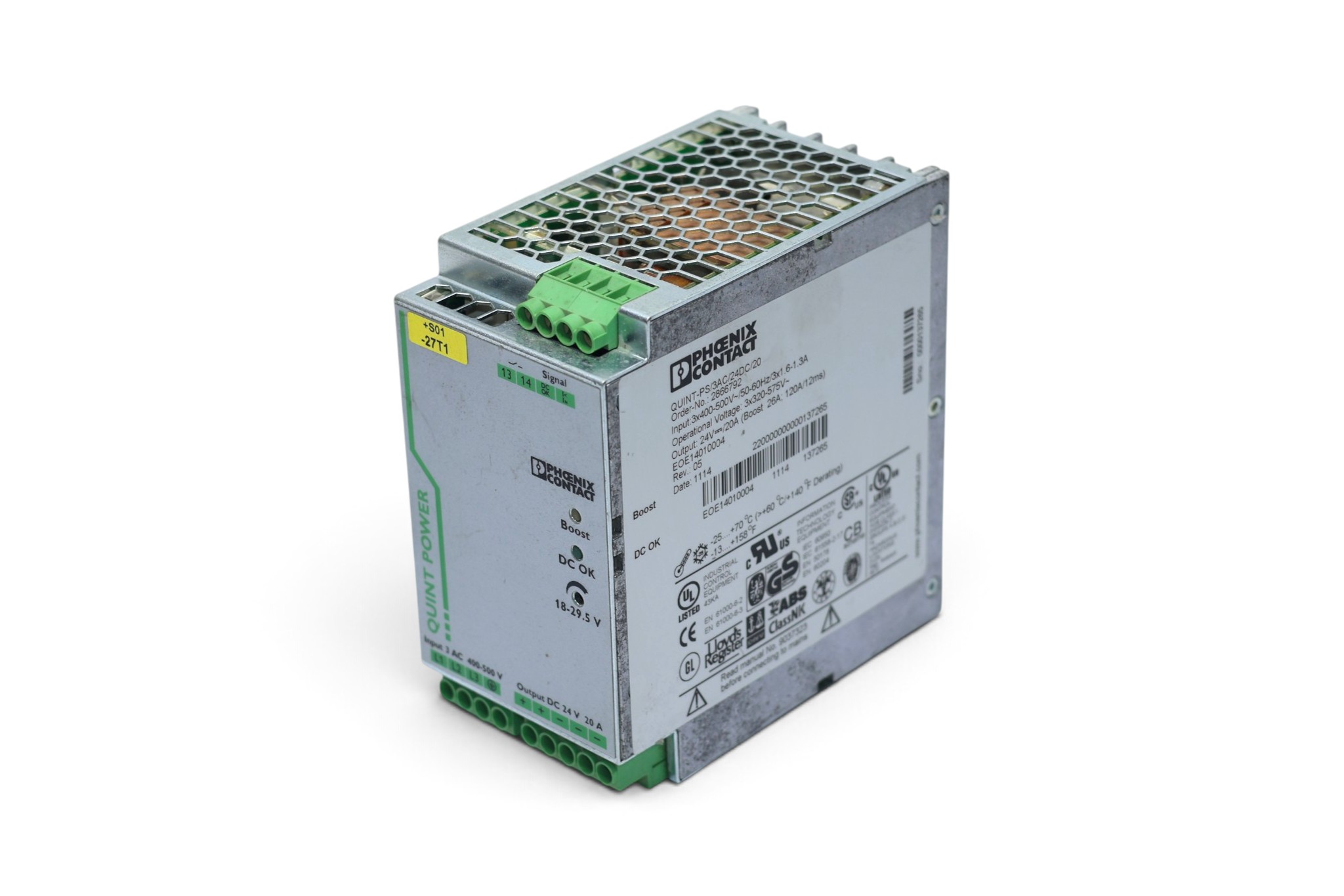 PHOENIX CONTACT PS/3AC/24DC/20 POWER SUPPLY 2866792 (20A) - Image 4