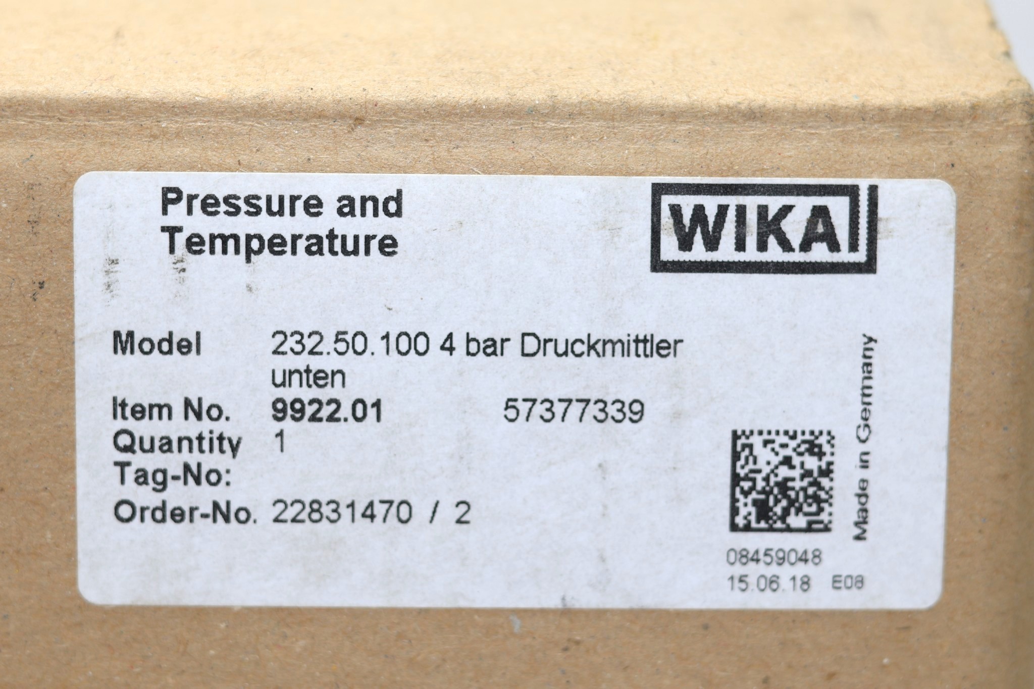 WIKA 232.50.100 PRESSURE GAUGE (0…4 bar) - Image 2
