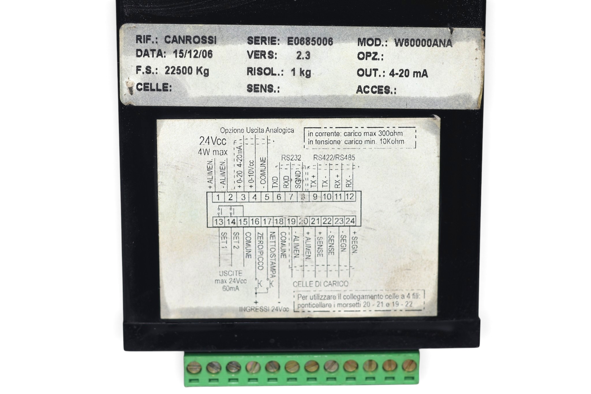 LAUMAS W60000/A WEIGHT INDICATOR W60000ANA - Image 2