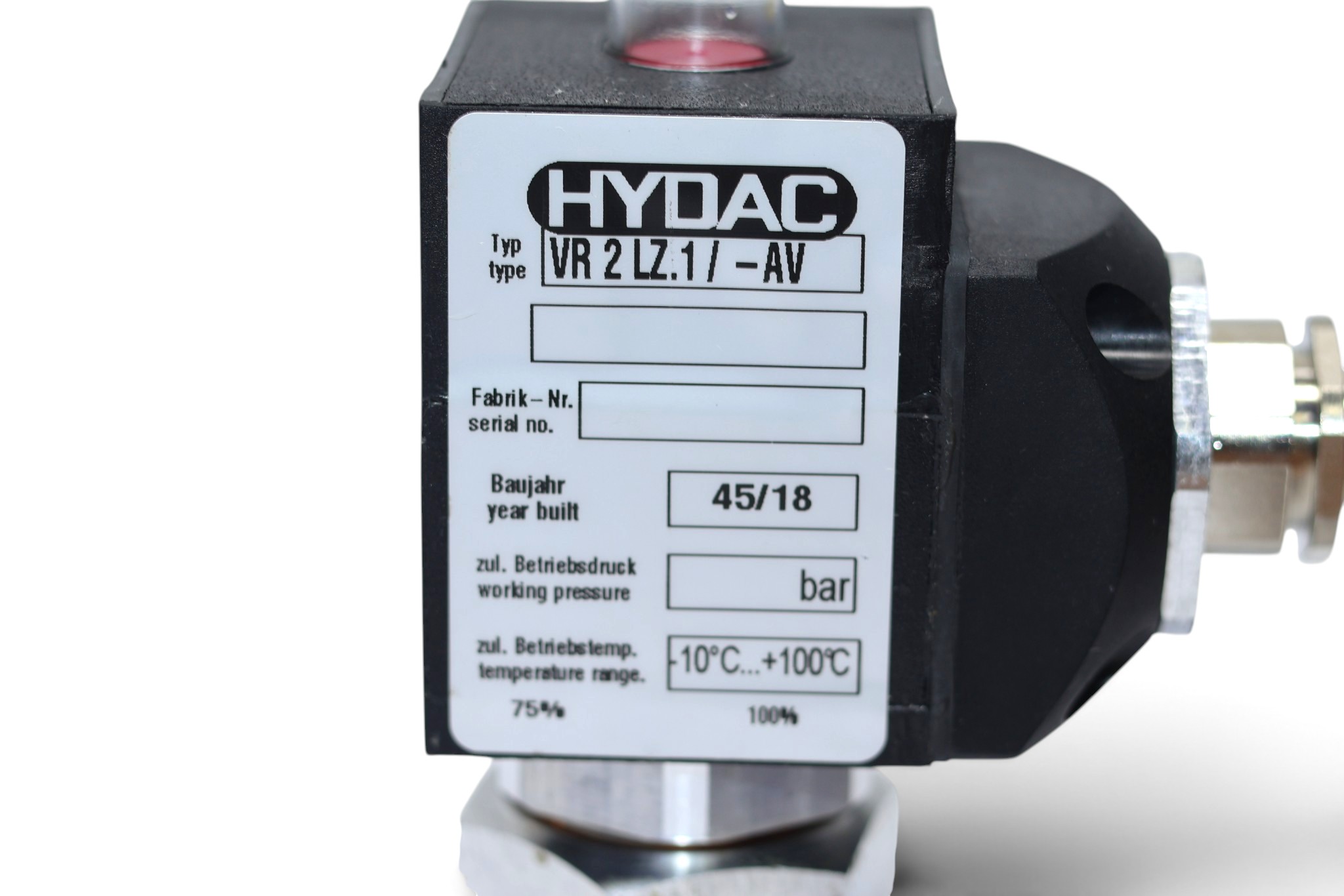 HYDAC VR 2 LZ.1/-AV FILTER CLOGGING INDICATOR 1264963 - Image 5