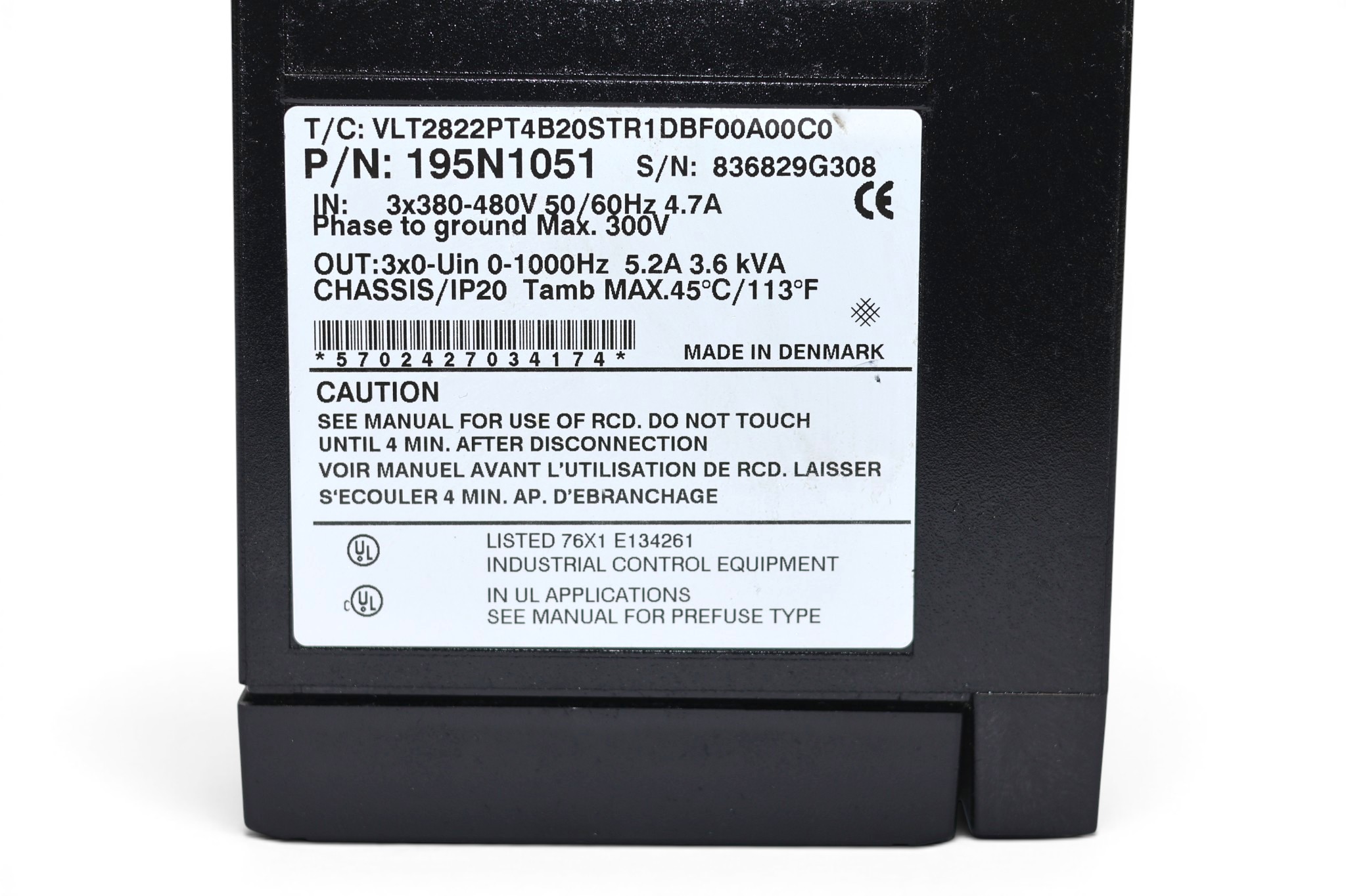 DANFOSS 195N1051 FREQUENCY CONVERTER VLT2822PT4B20STR1DBF00A00C0 (2.2kW / 3.0 HP) - Image 2