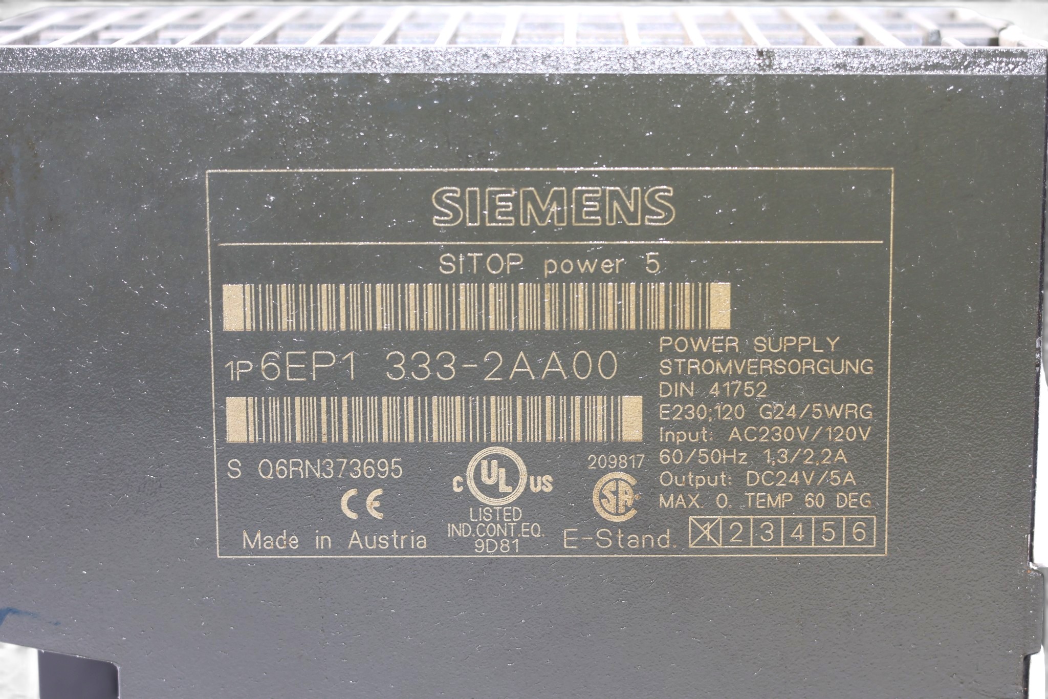 SIEMENS 6EP1 333-2AA00 POWER SUPPLY 5A - Image 2