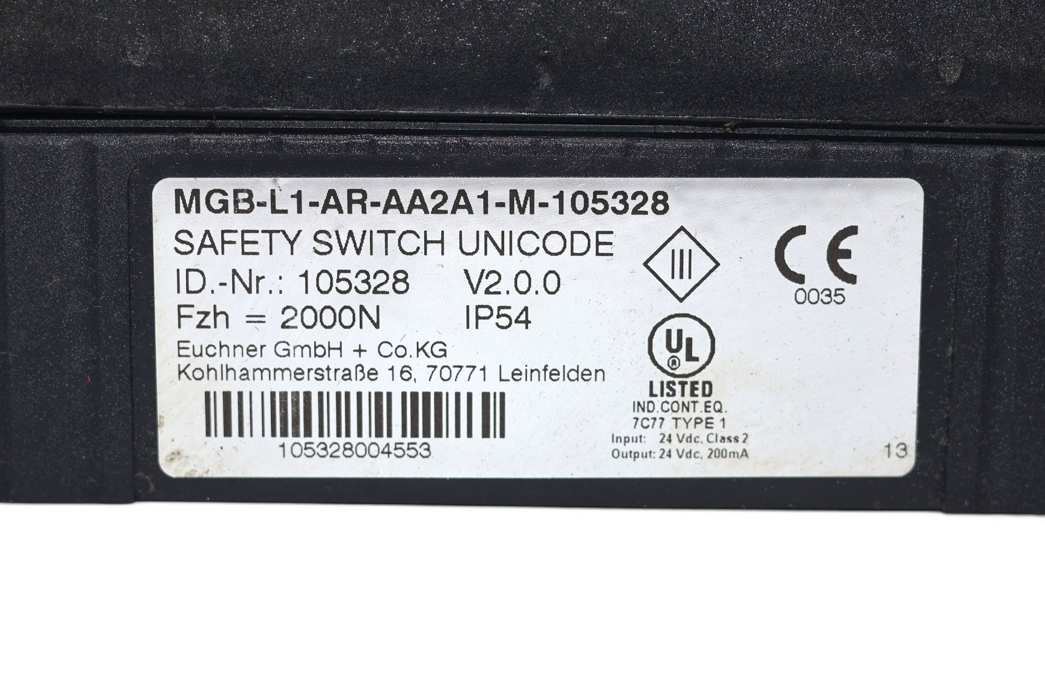 EUCHNER MGB-L1-AR-AA2A1-M-105328 SAFETY SWITCH 105328 - Image 2