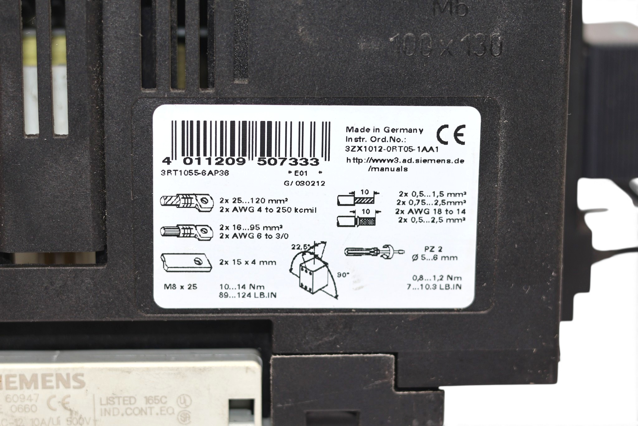 SIEMENS 3RT1055-6AP30 CONTACTOR (220 V) (75 Kw) - Image 2