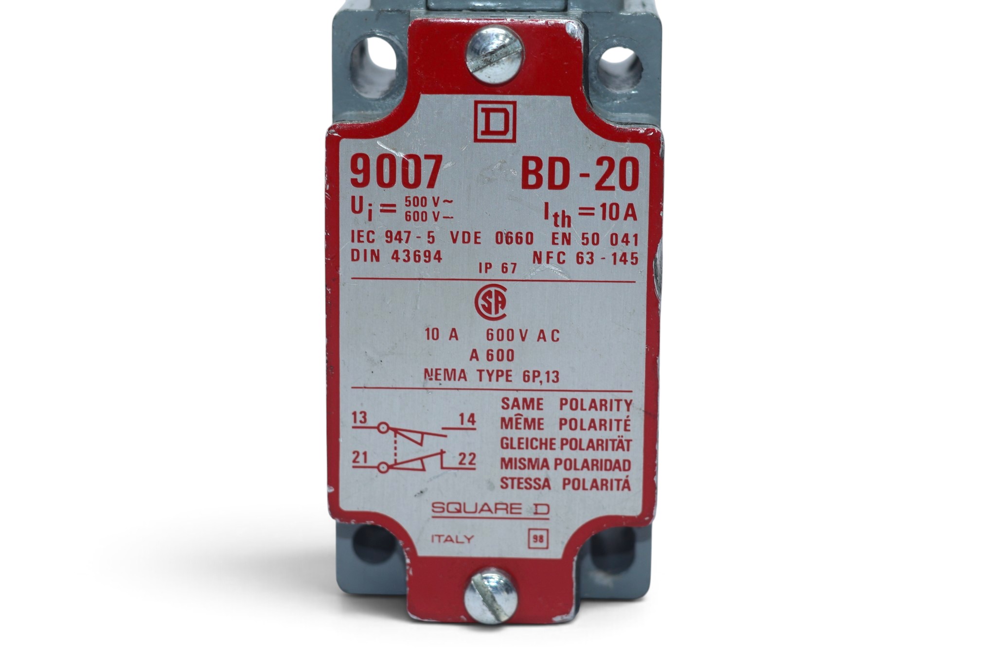 SQUARE D CLASS 9007 LIMIT SWITCH BD-20 - Image 2