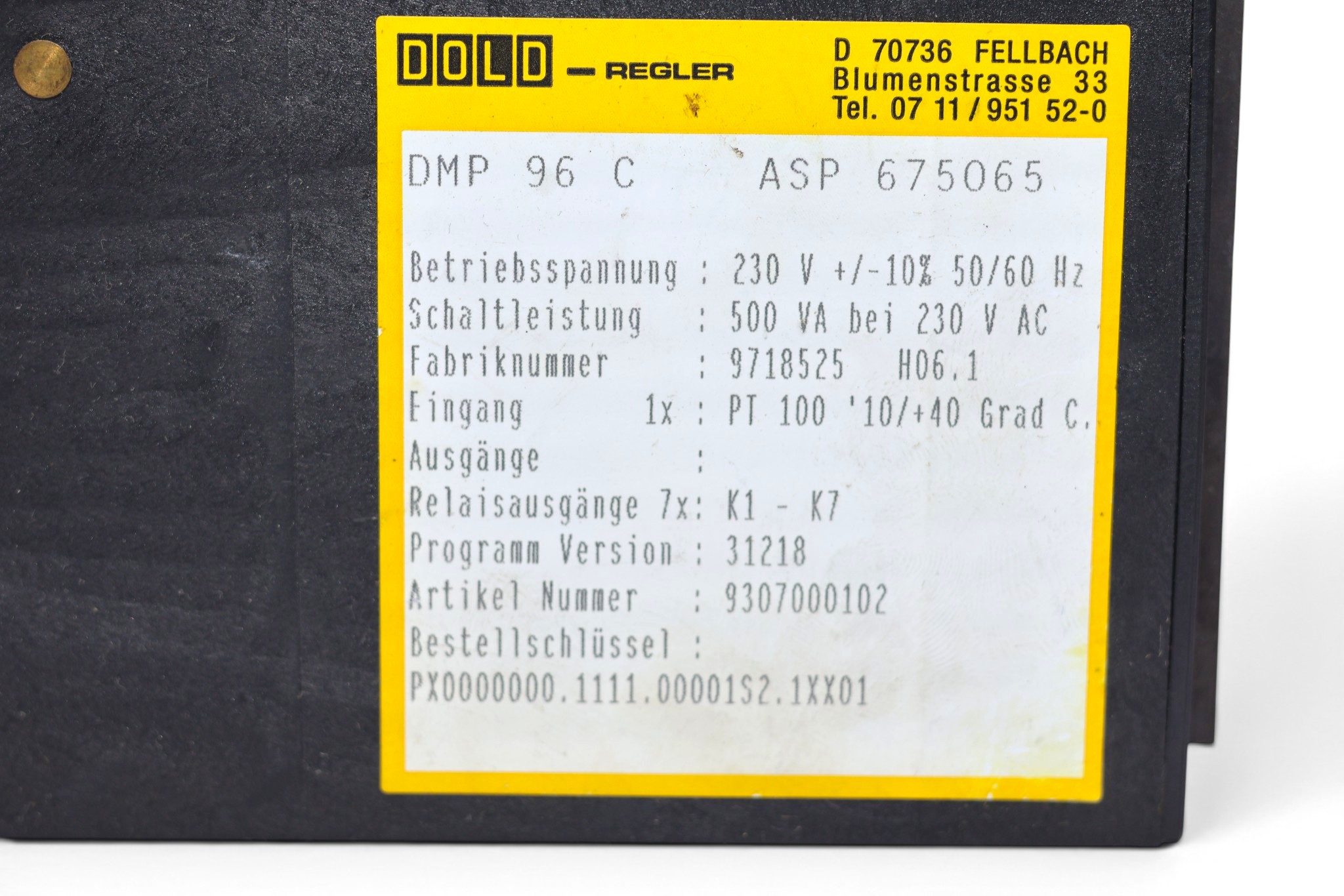 DOLD DMP 96 C MULTI-CHANNEL TEMPERATURE DMP 96 C ASP 675065 - Image 2