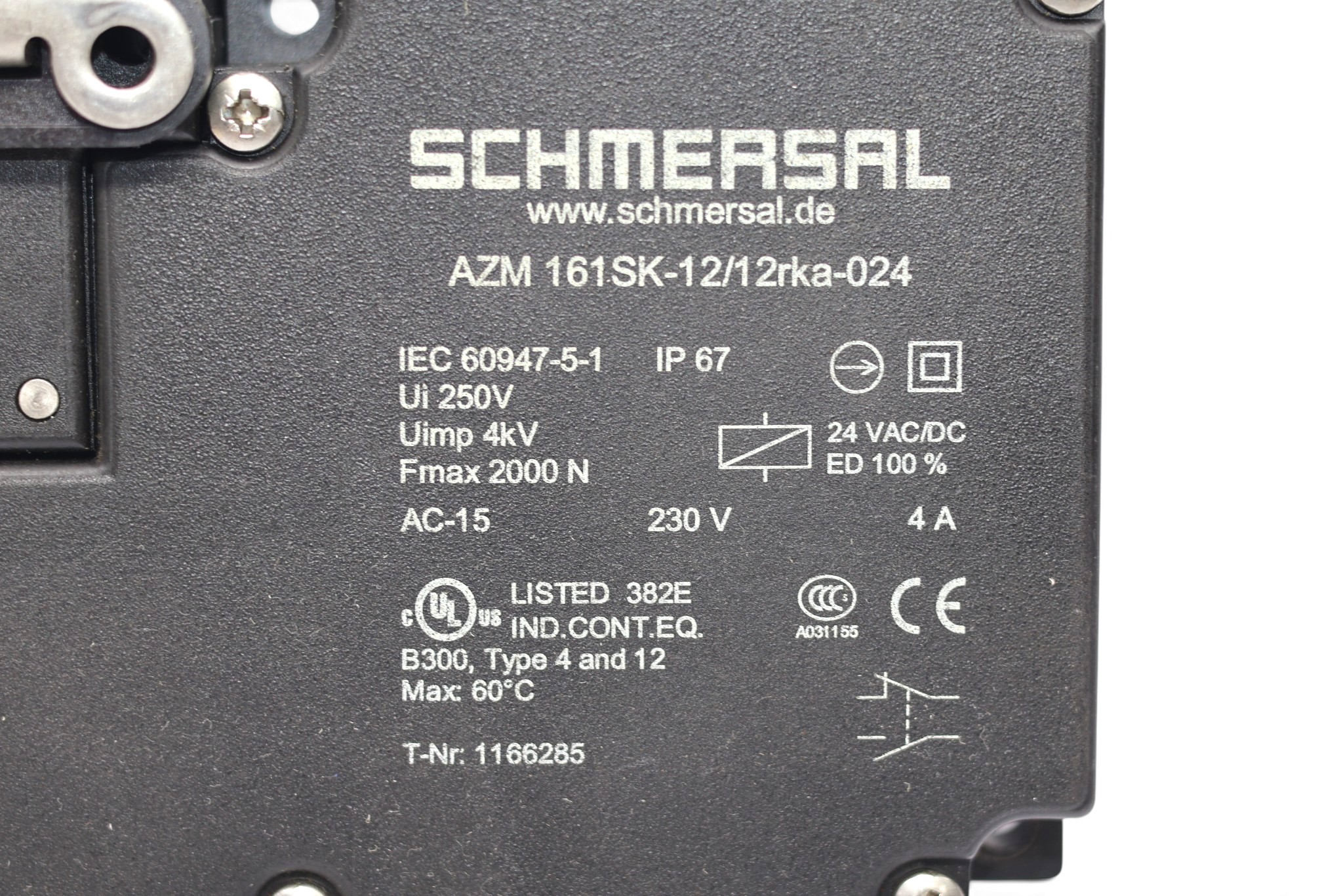 SCHMERSAL AZM 161SK-12/12RKA-024 SOLENOID INTERLOCK 101166285 - Image 2