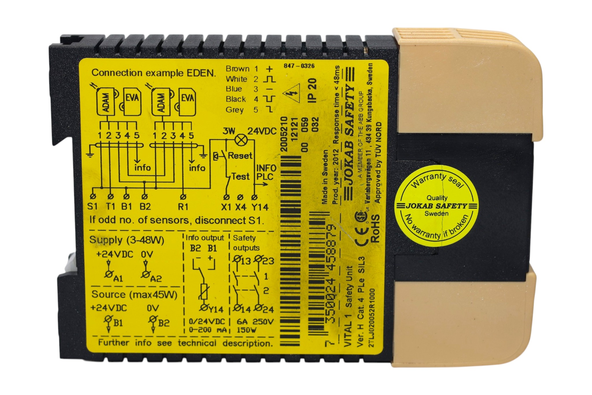 JOKAB SAFETY 2TLJ020052R1000 SAFETY CONTROLLER VITAL 1 (24 VDC) - Image 2
