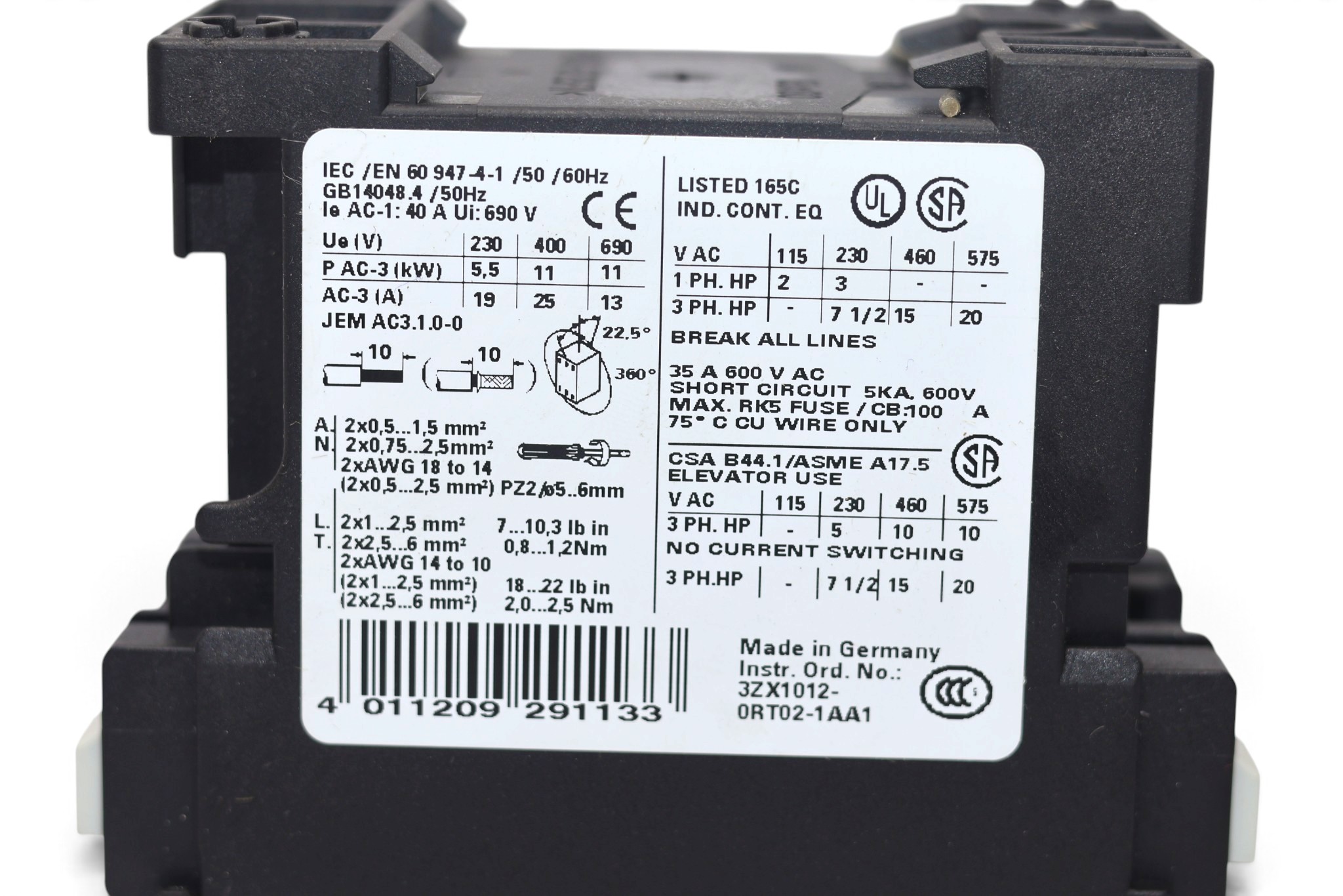 SIEMENS 3RT1026-1BB40 CONTACTOR 24V (11 Kw) - Image 3
