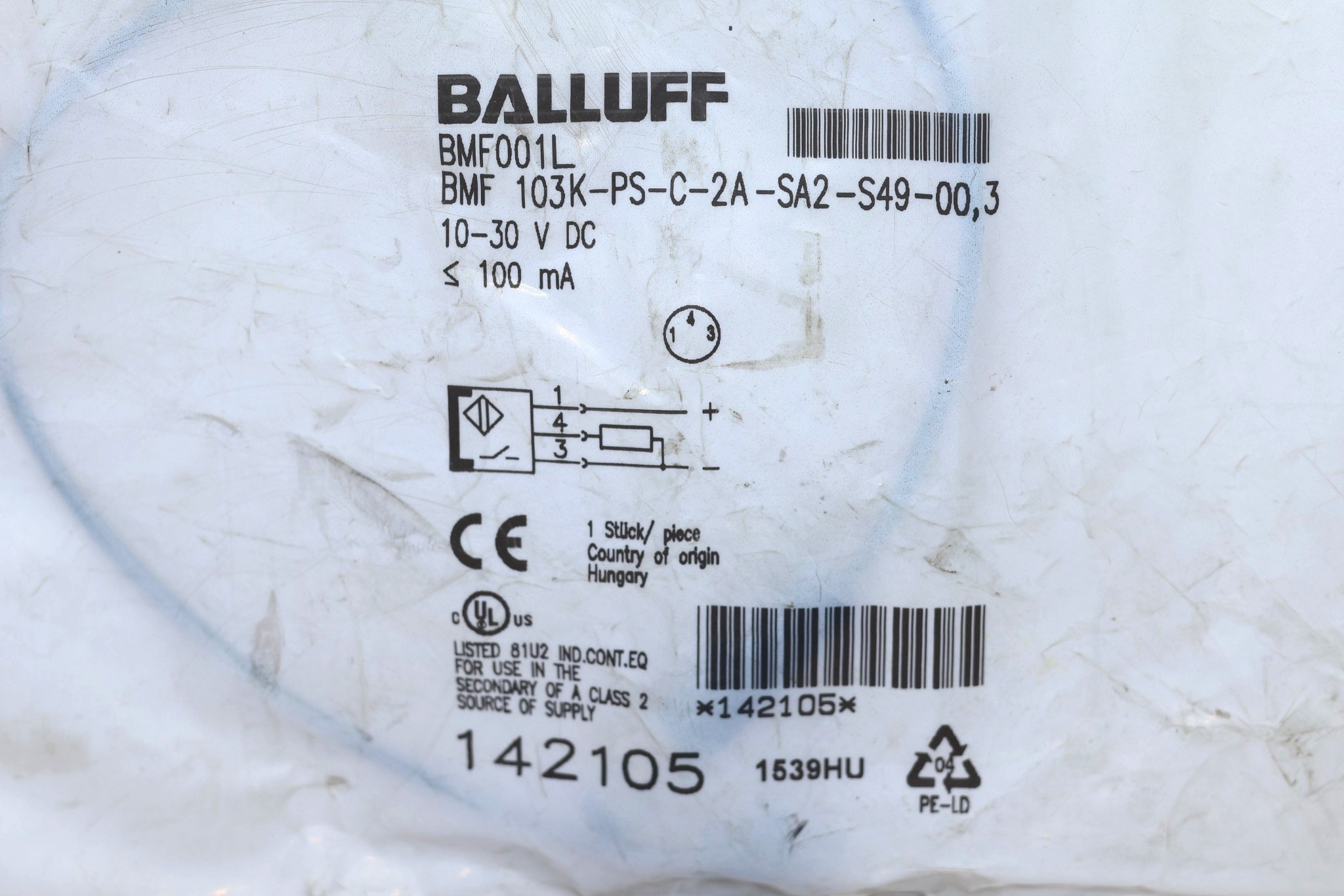 BALLUFF BMF001L MAGNETIC FIELD SENSOR BMF 103K-PS-C-2A-SA2-S49-00,3 - Image 2