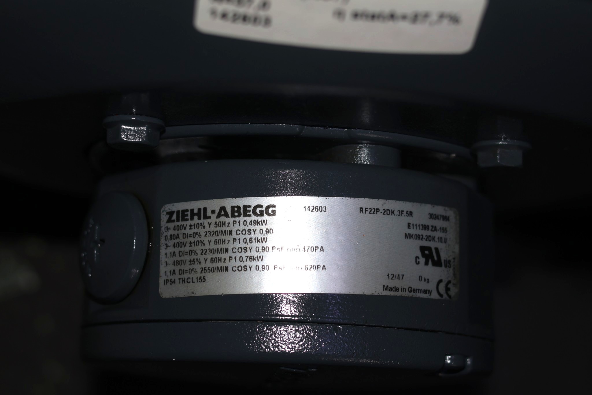 ZIEHL-ABEGG RF22P-2DK.3F.5R CENTRIFUGAL FAN - Image 3