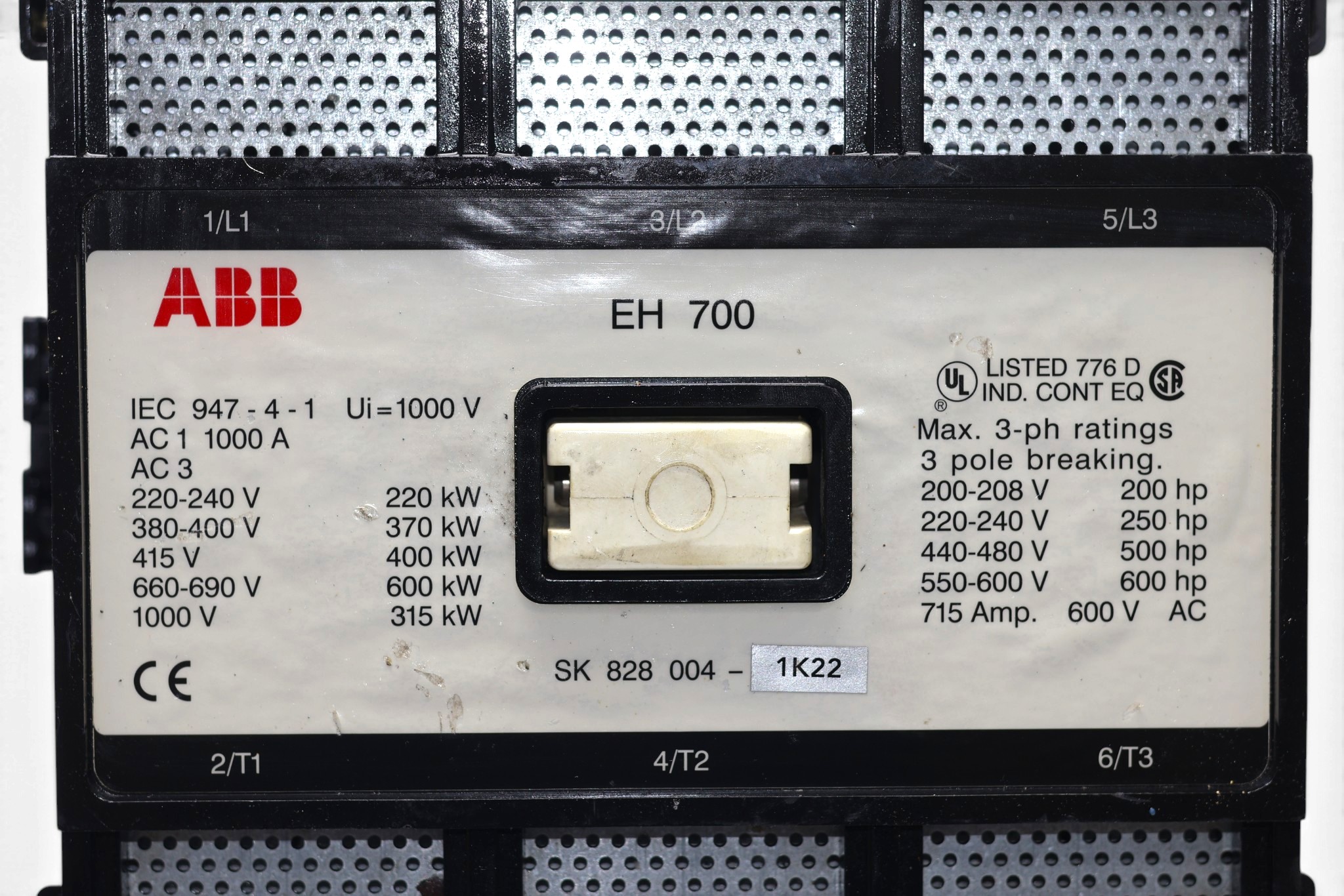 ABB EH700 MAGNETIC CONTACTOR 220V (370 Kw) - Image 5