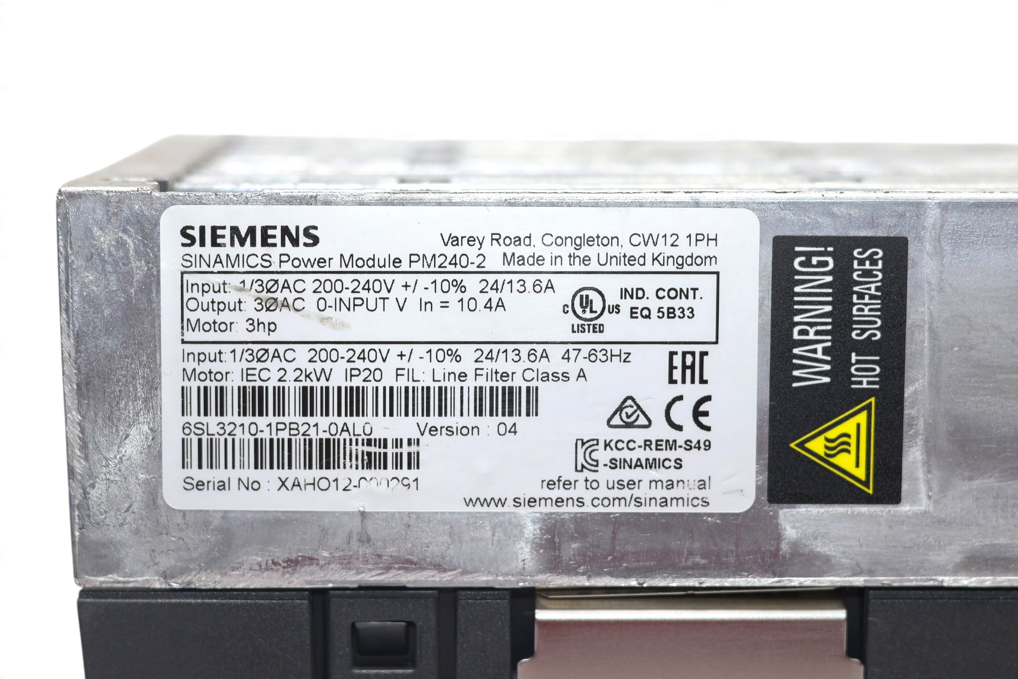 SIEMENS 6SL3210-1PB21-0AL0 POWER MODULE PM240-2 - Image 2