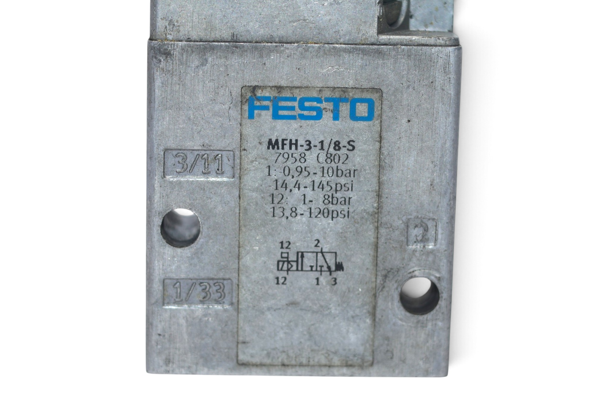 FESTO MFH-3-1/8-S SOLENOID VALVE 7958 - Image 2
