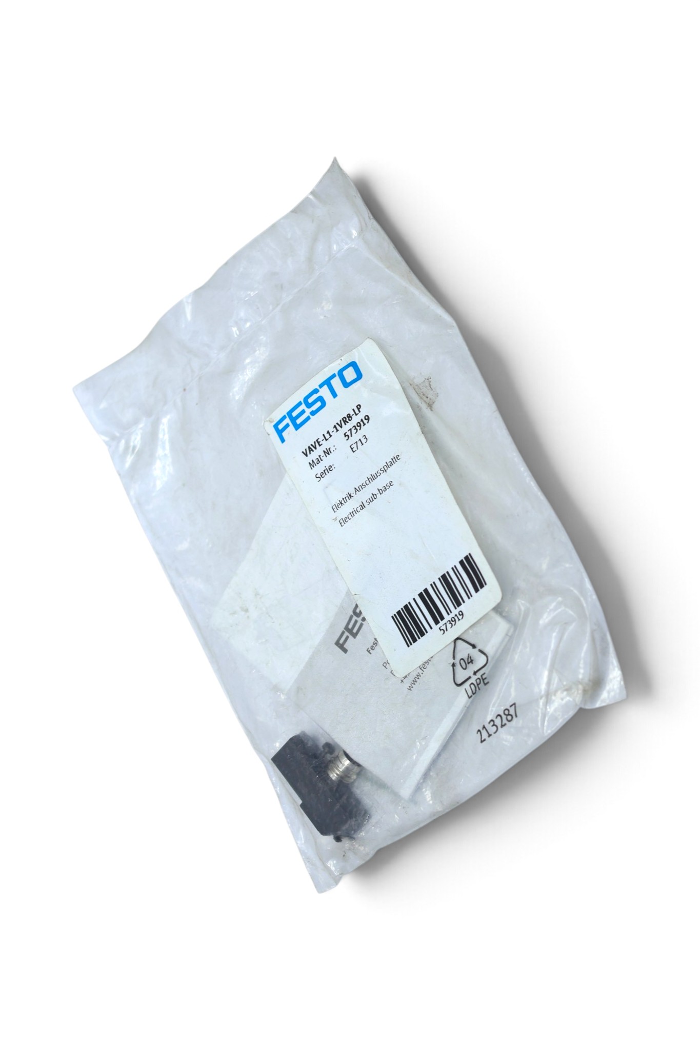 FESTO VAVE-L1-1VR8-LP ELECTRICAL SUB-BASE 573919 - Image 3