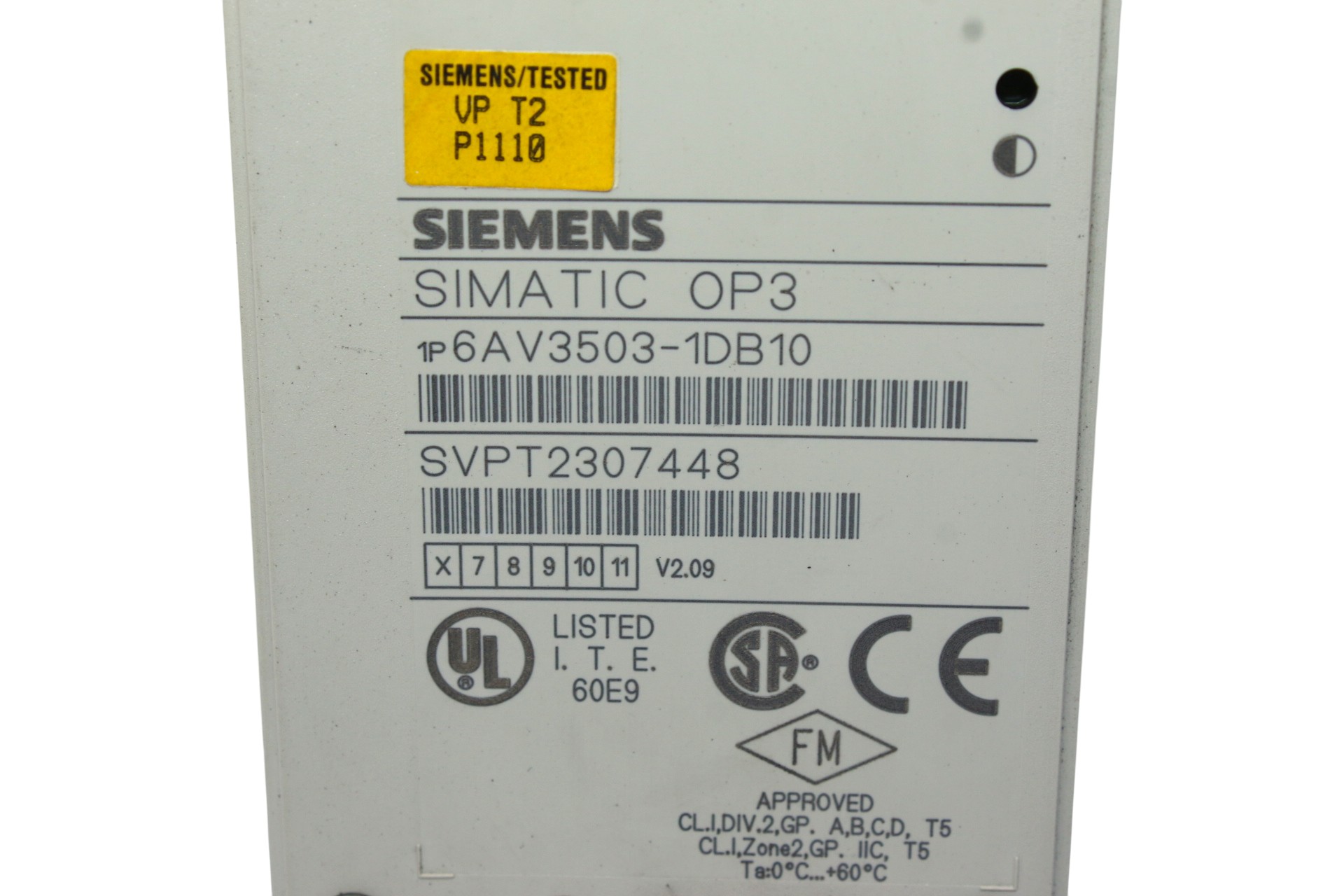 SIEMENS 6AV3503-1DB10 OPERATOR PANEL OP3 - Image 2