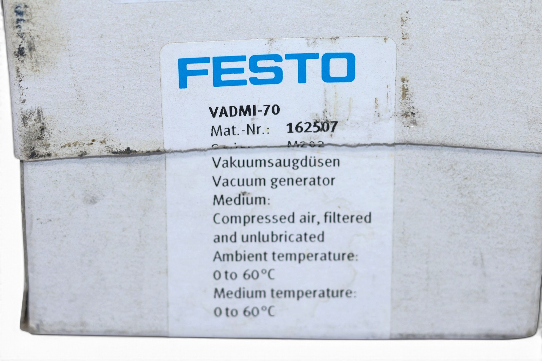 FESTO VADMI-70 VACUUM GENERATOR 162507 - Image 2