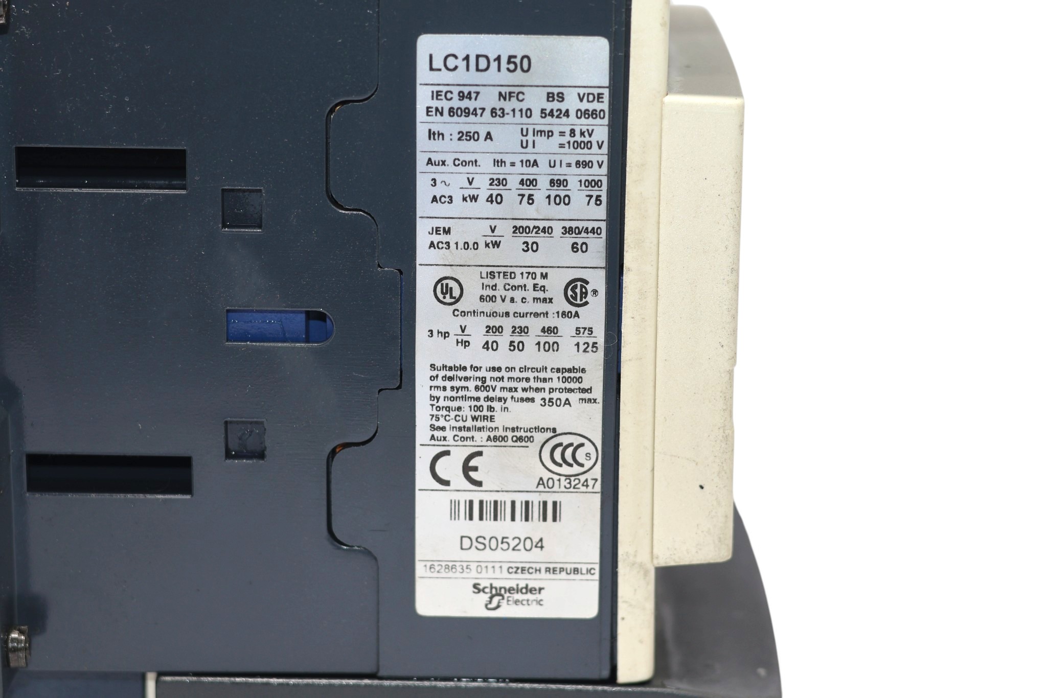 TELEMECANIQUE LC1D150 CONTACTOR 110 V (75 Kw) - Image 2