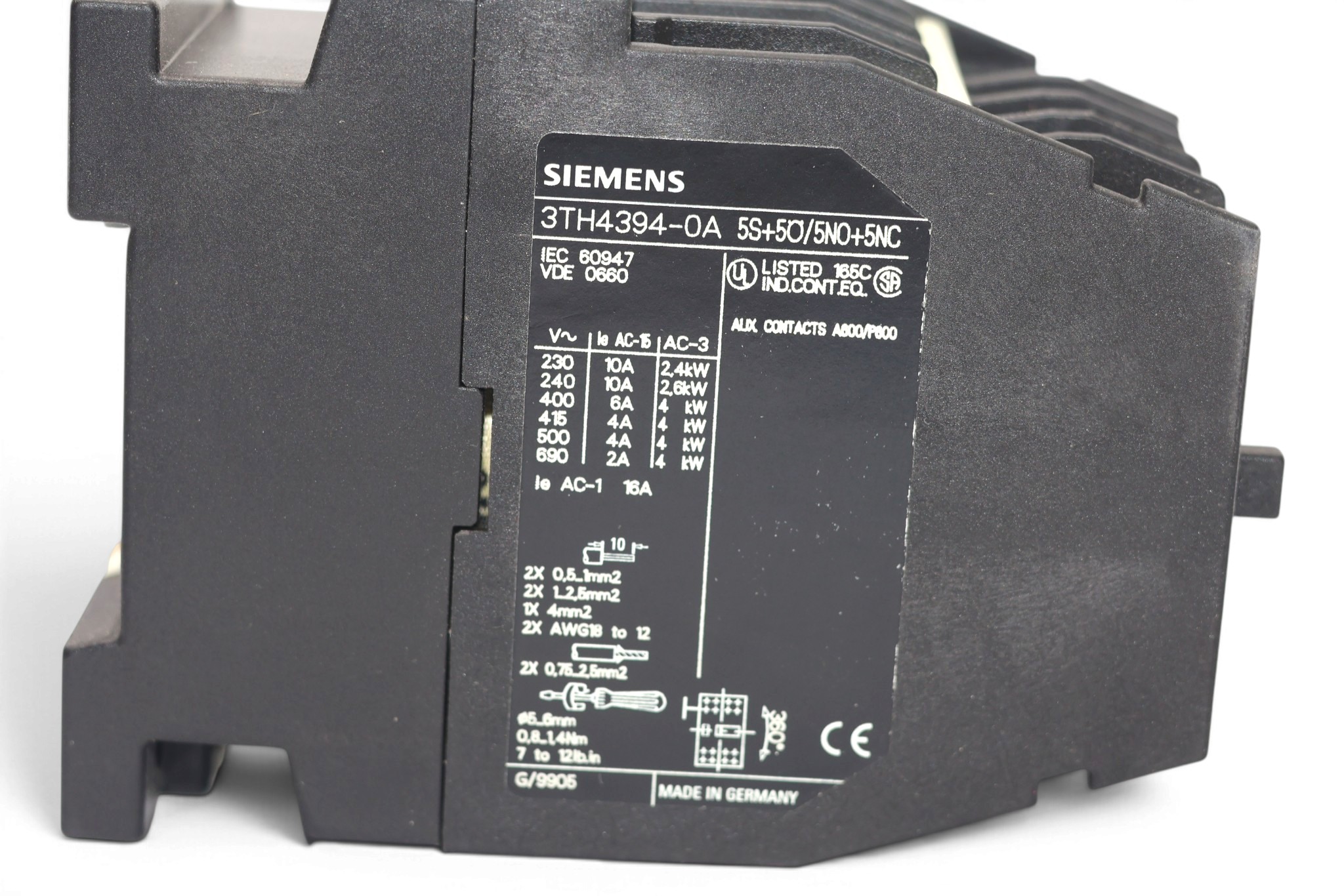 SIEMENS 3TH4394-0AP0 CONTACTOR RELAY - Image 3
