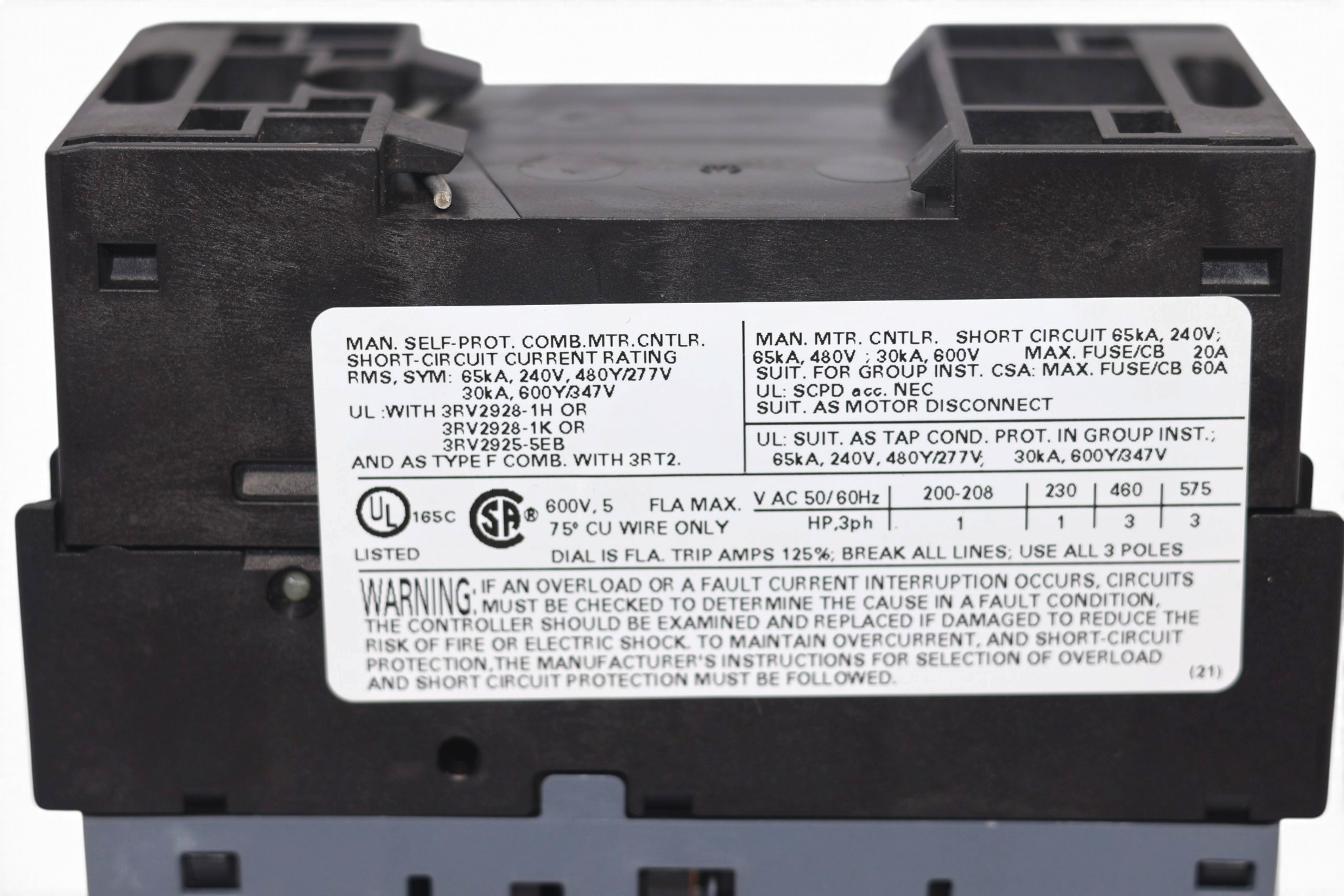 SIEMENS 3RV2011-1HA10 CIRCUIT BREAKER - Image 3