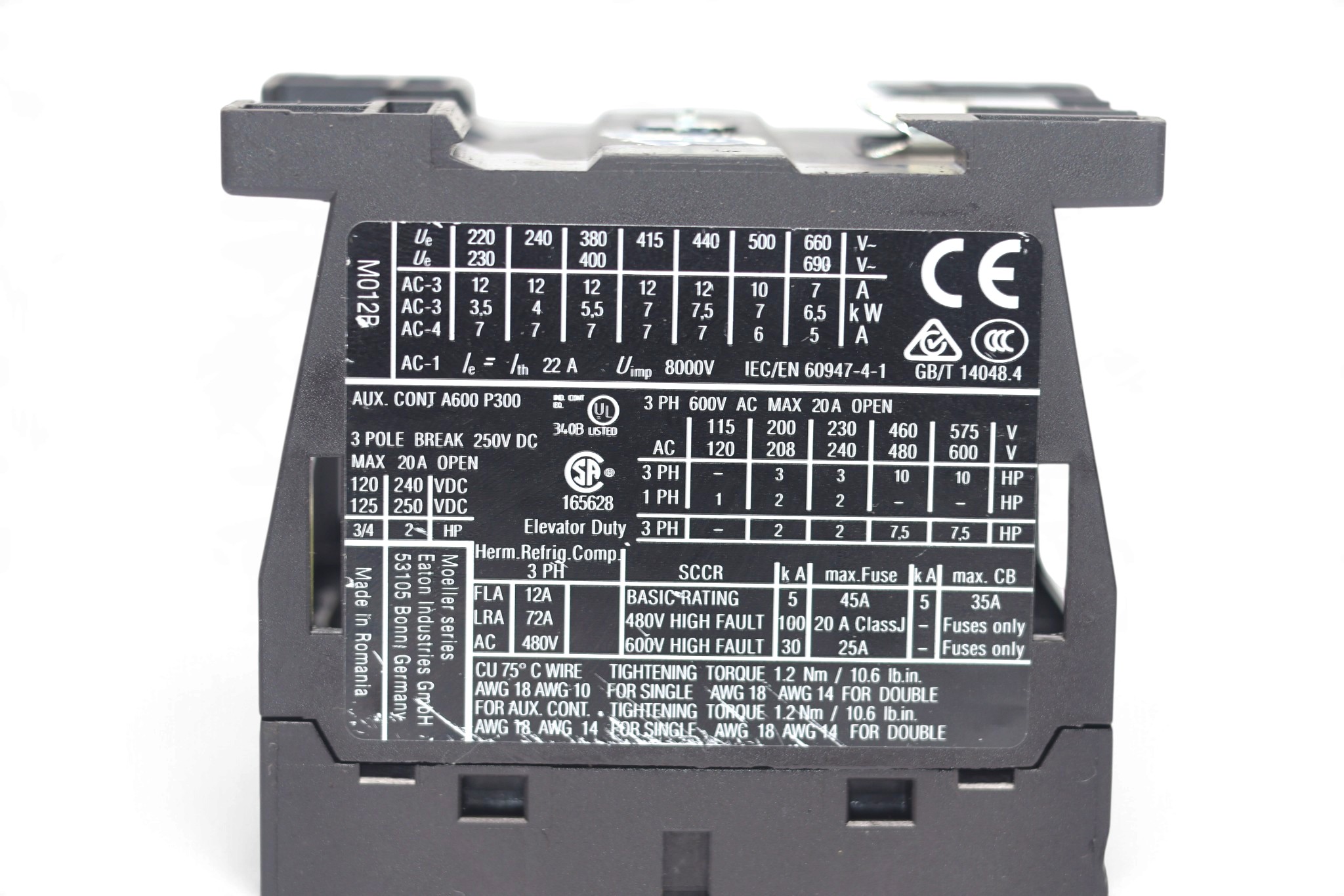 EATON XTCE012B01 CONTACTOR (24 V) - Image 2