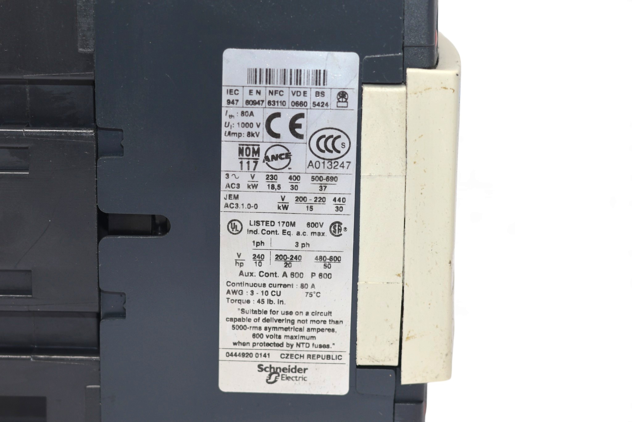 TELEMECANIQUE LC1 D6511 CONTACTOR 220V (30 kW ) - Image 2