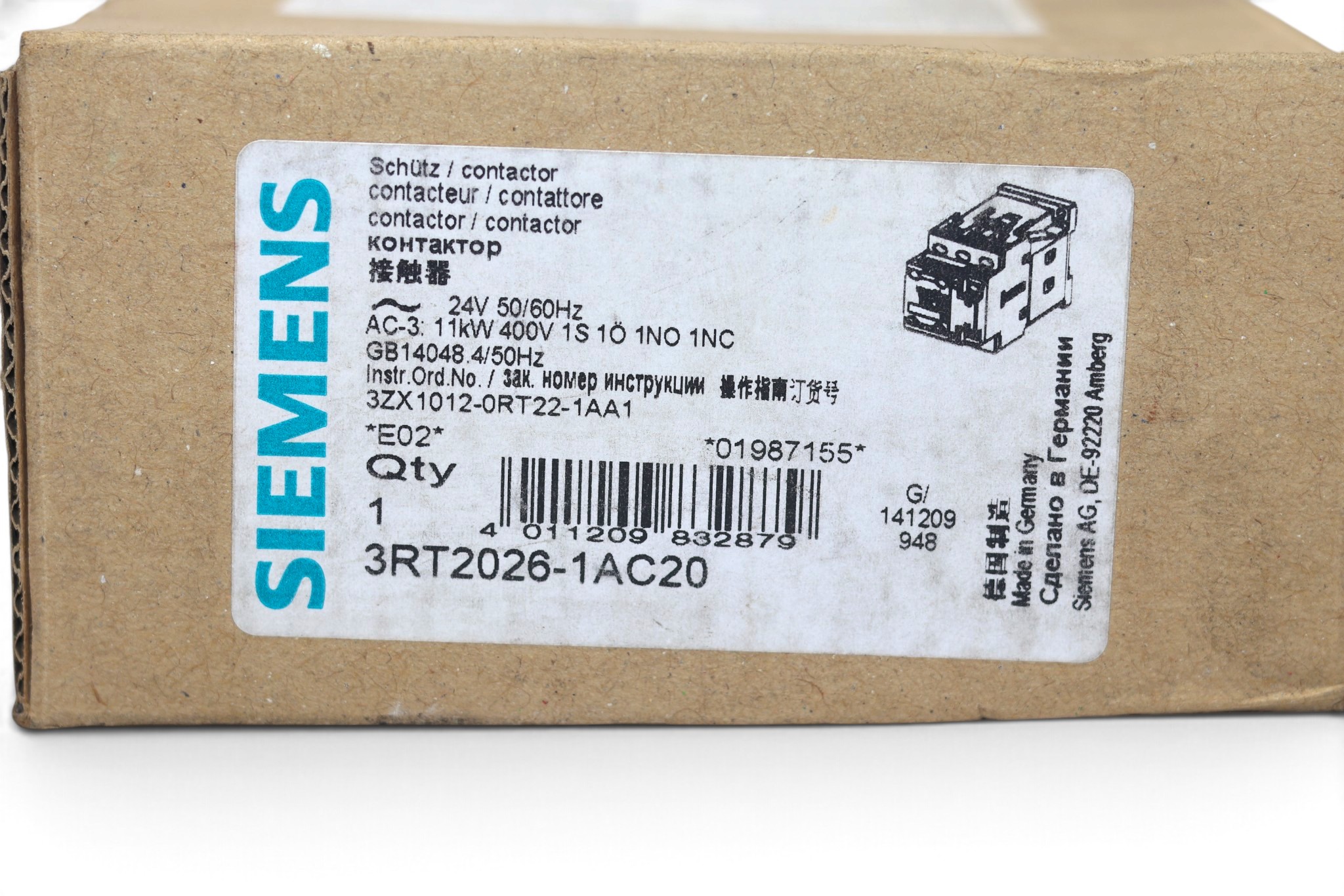 SIEMENS 3RT2026-1AC20 CONTACTOR 24V (11 Kw) - Image 2