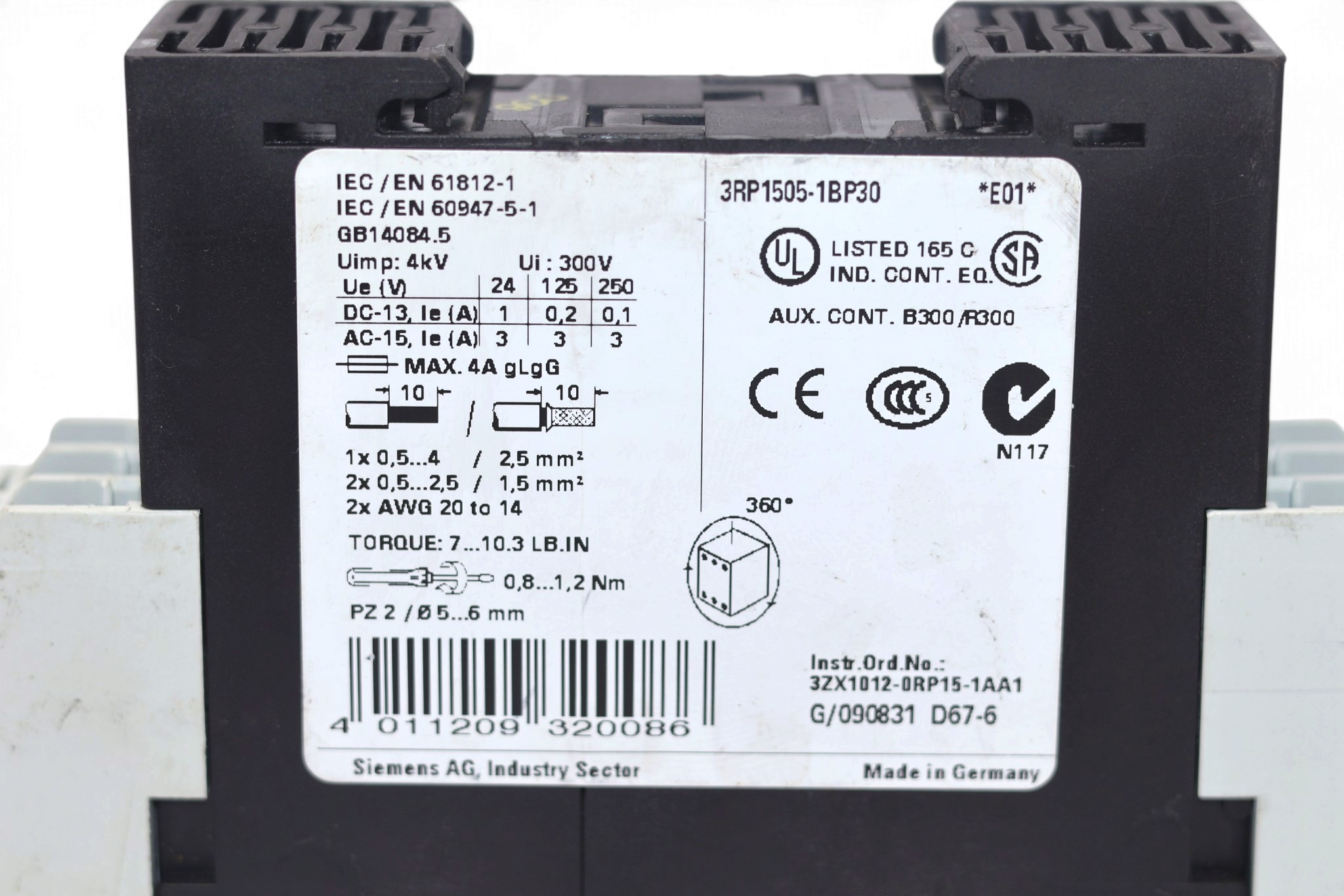 SIEMENS 3RP1505-1BP30 TIMING RELAY - Image 2