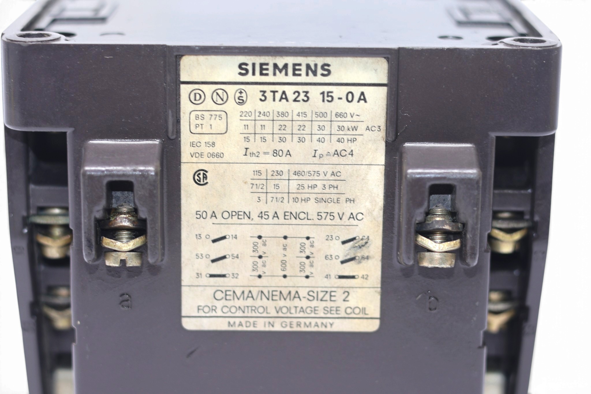 SIEMENS 3TA2315-0A CONTACTOR (22 Kw) - Image 2