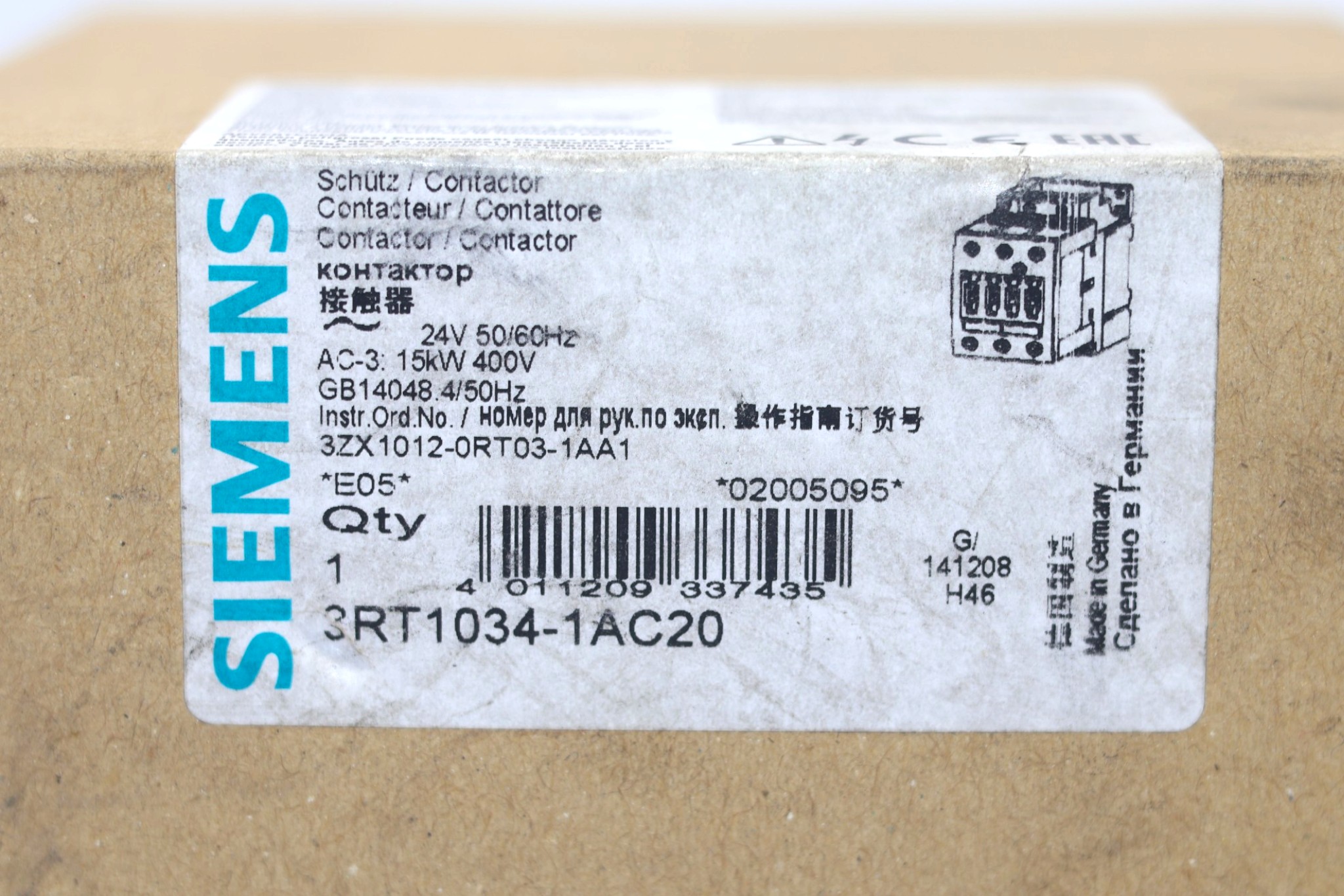 SIEMENS 3RT1034-1AC20 CONTACTOR 24V (15 Kw) - Image 2