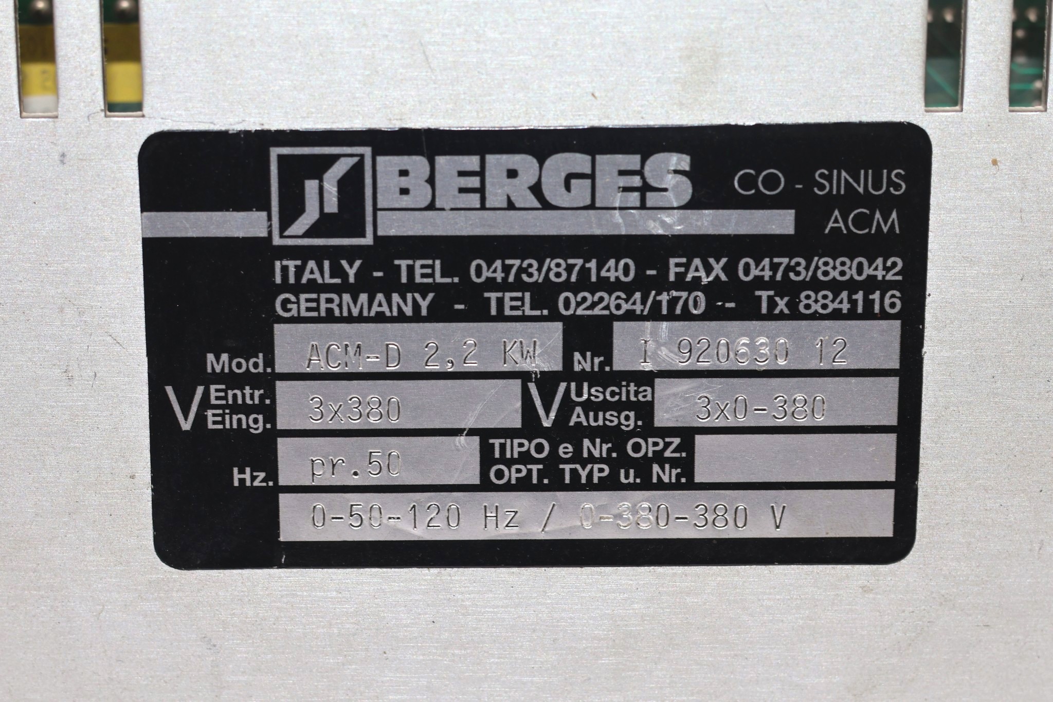 BERGES ACM-D 2.2KW FREQUENCY INVERTER - Image 2