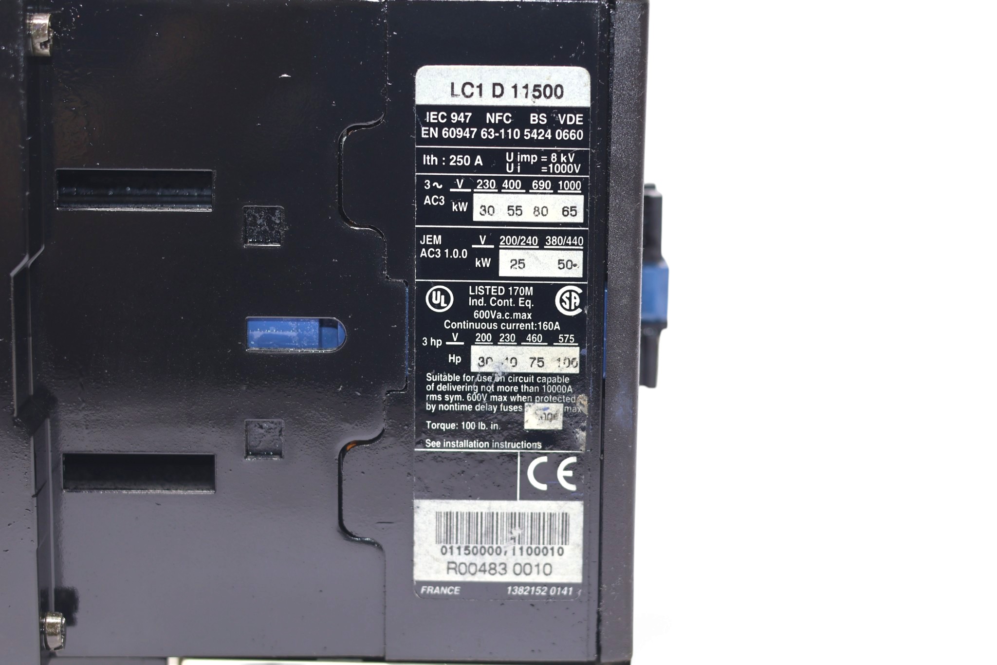 TELEMECANIQUE LC1D11500 CONTACTOR 110 V (50 Kw) - Image 2