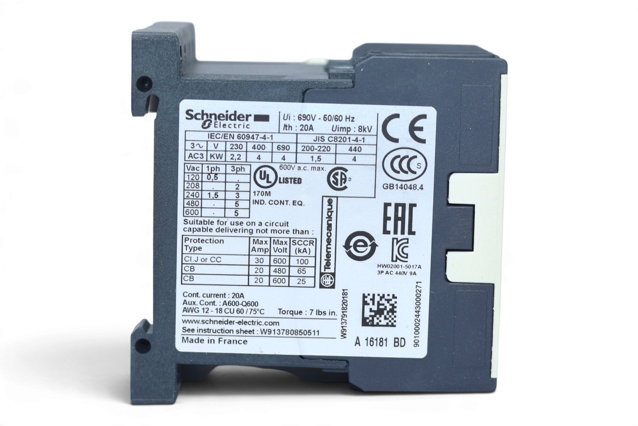 SCHNEIDER LP1K0901BD3 CONTACTOR 24V (4 Kw) - Image 3