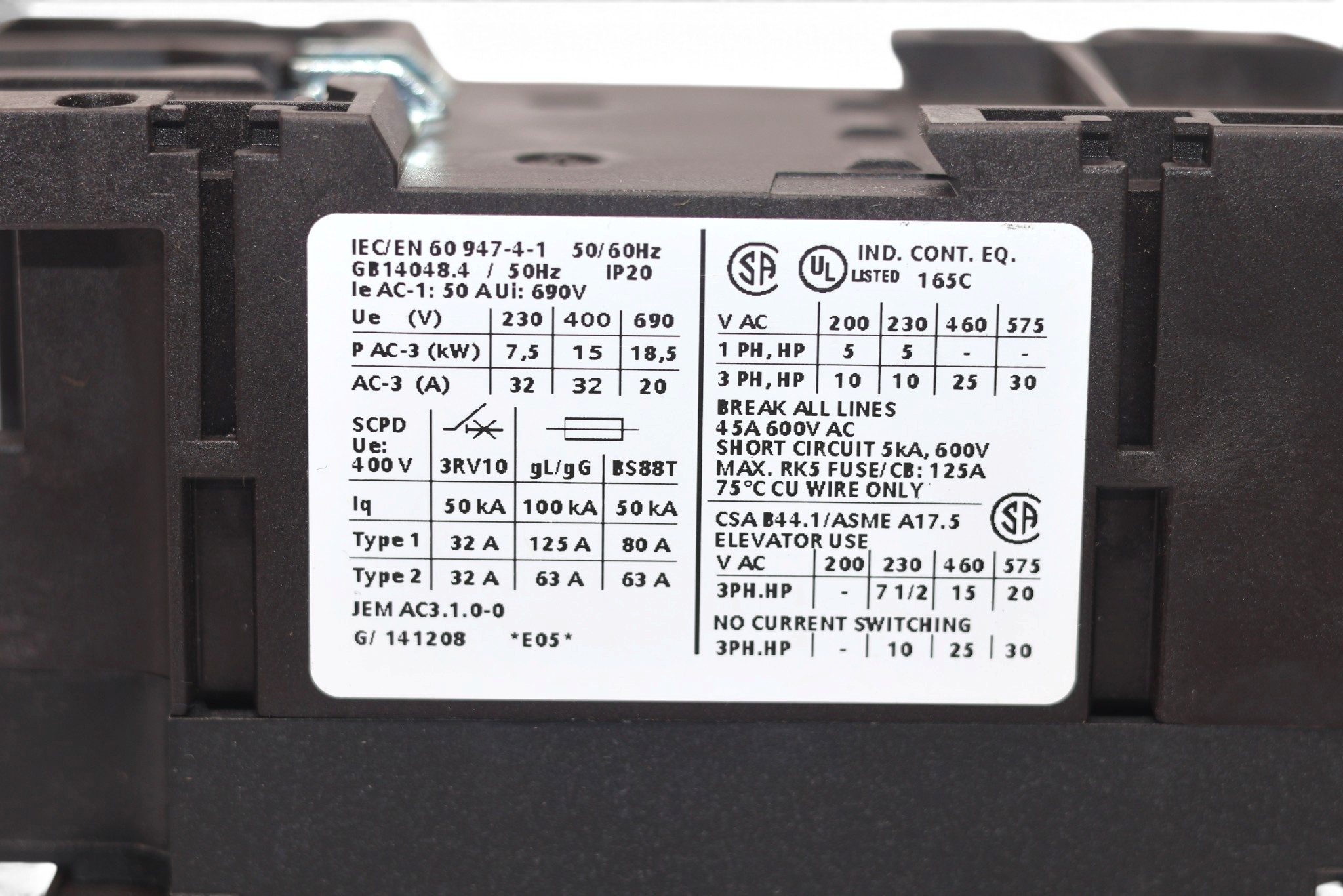 SIEMENS 3RT1034-1AC20 CONTACTOR 24V (15 Kw) - Image 3
