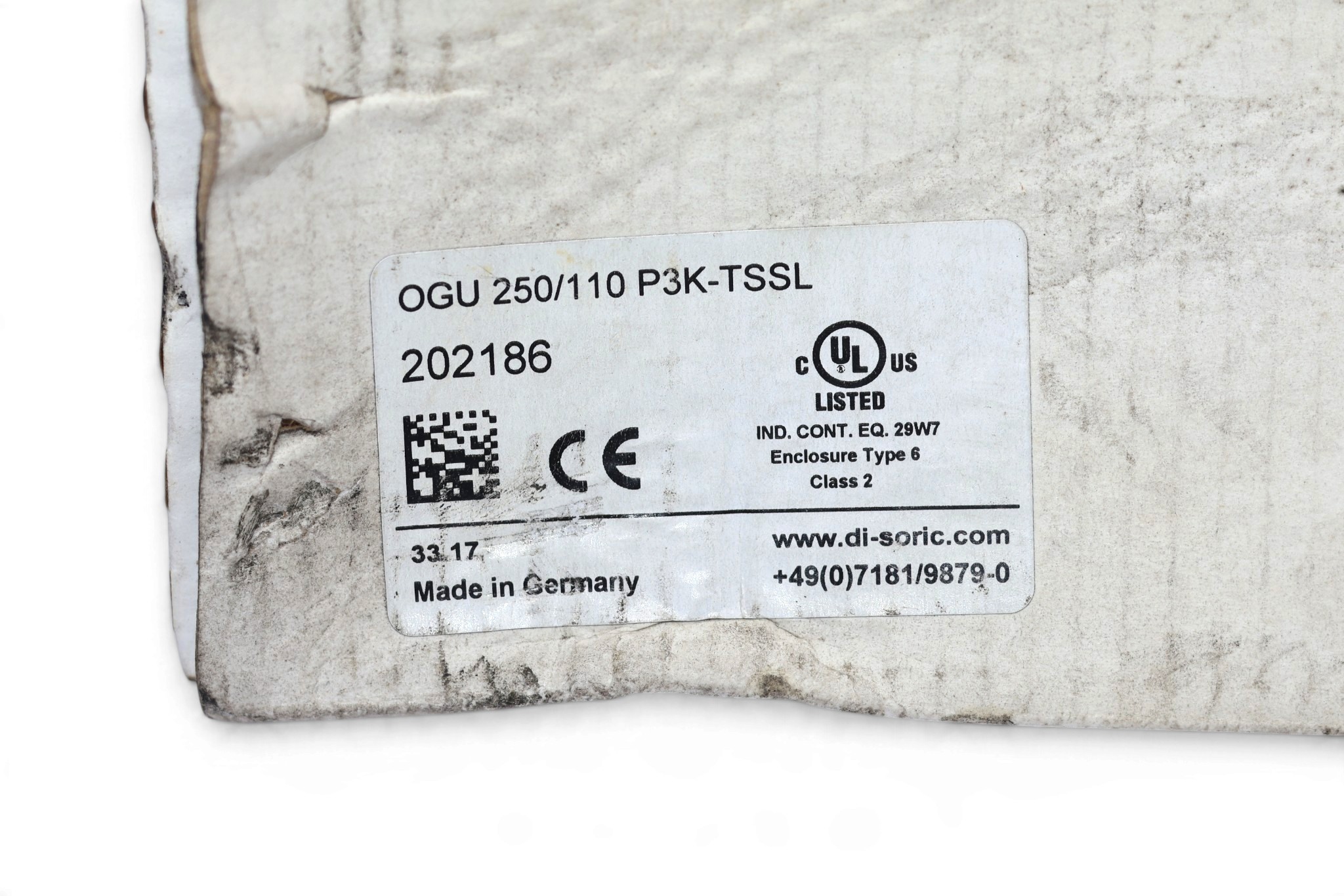 DI-SORIC OGU 250/110 P3K-TSSL FRAME LIGHT BARRIER 202186 - Image 2