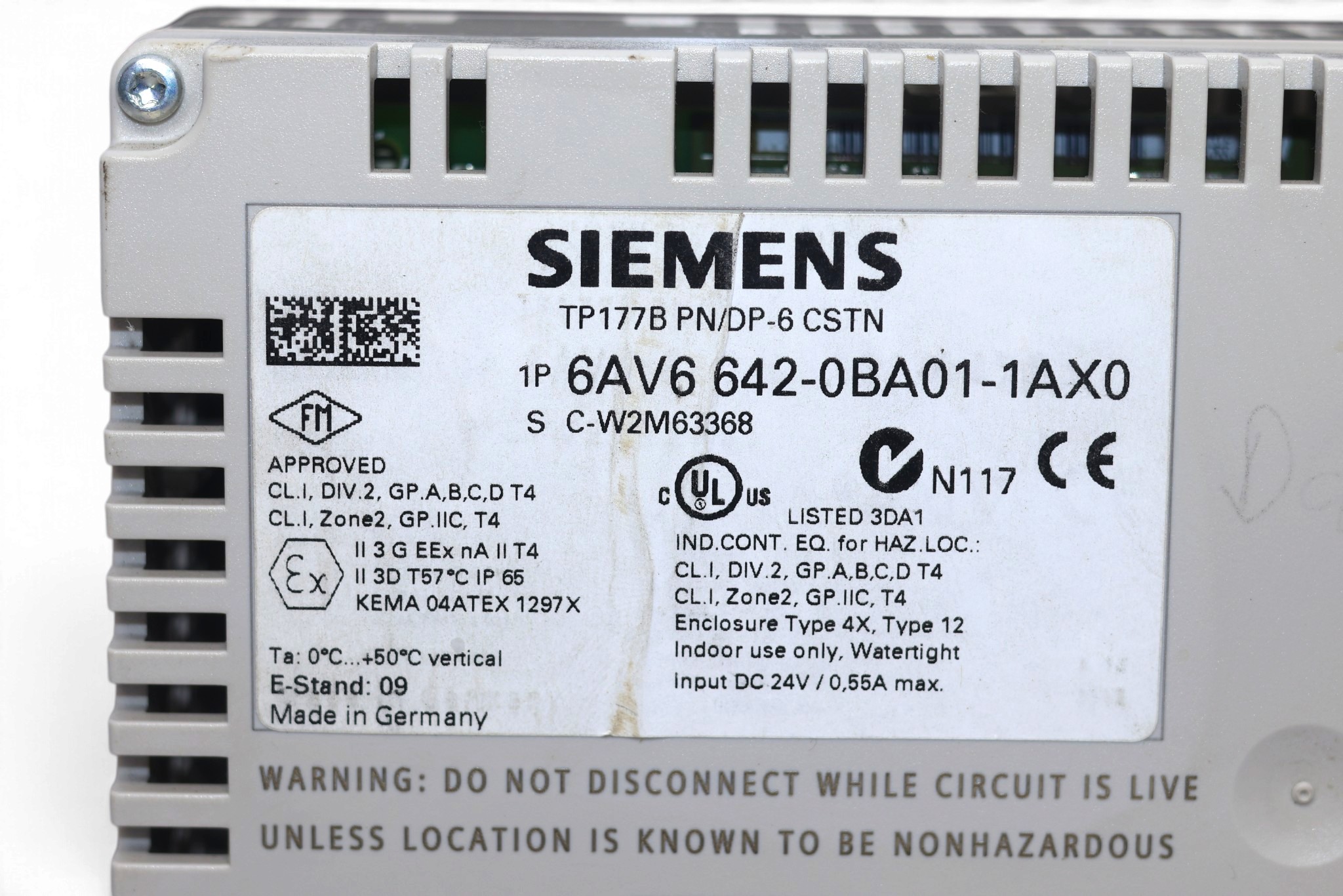 SIEMENS 6AV6642-0BA01-1AX0 TOUCH PANEL TP177B PN/DP - Image 2
